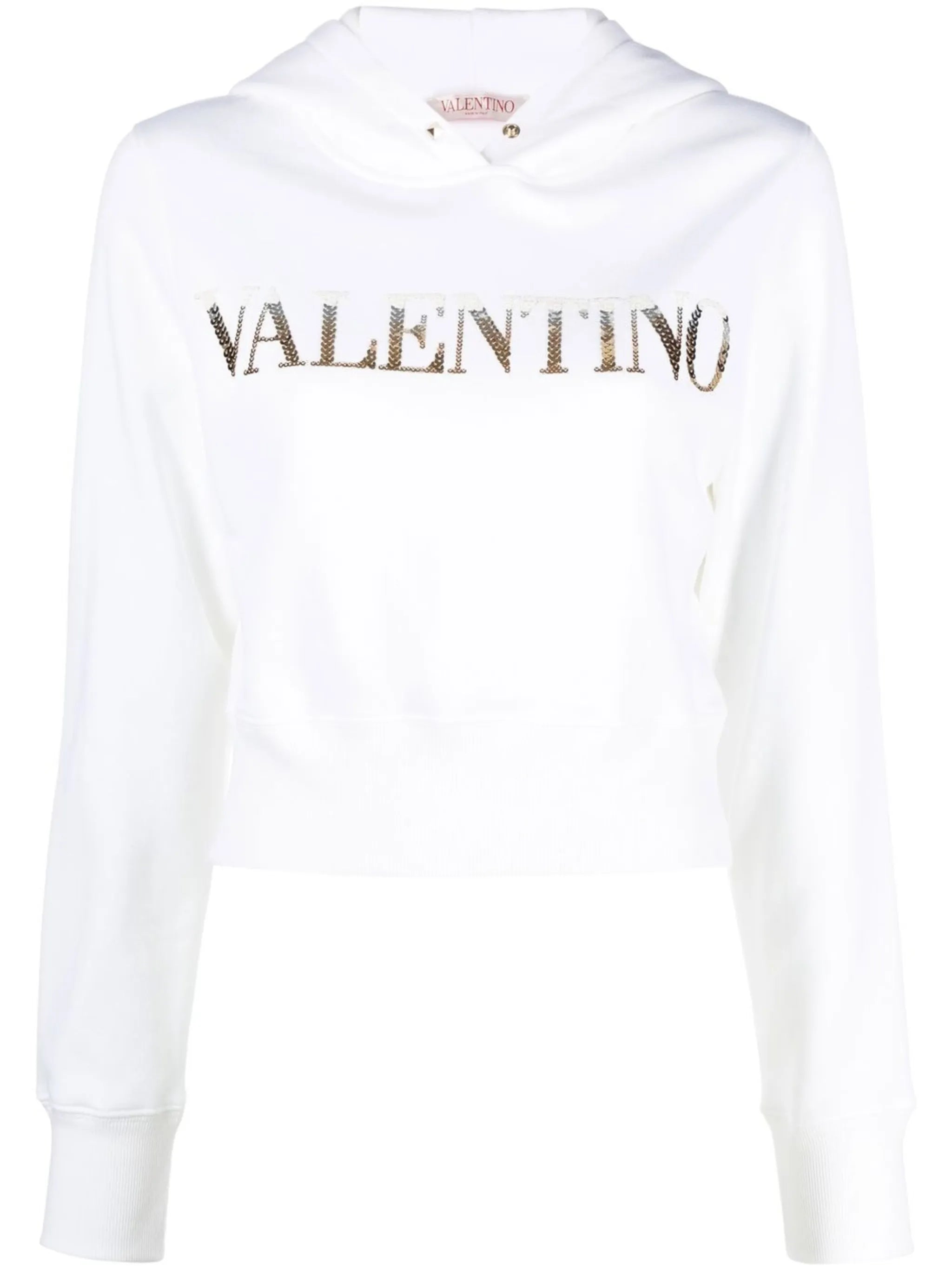 logo-sequinned cropped hoodie