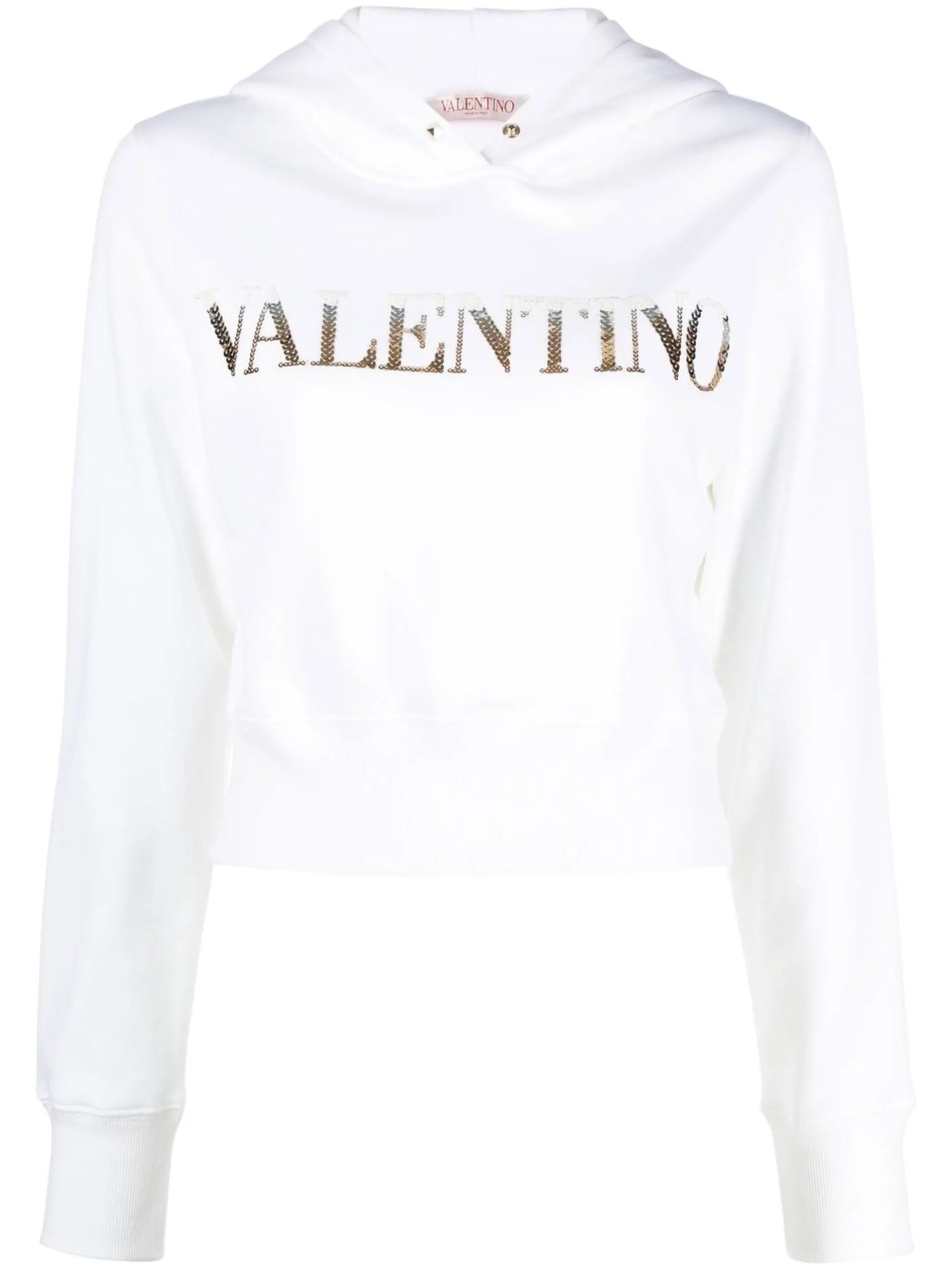 logo-sequinned cropped hoodie