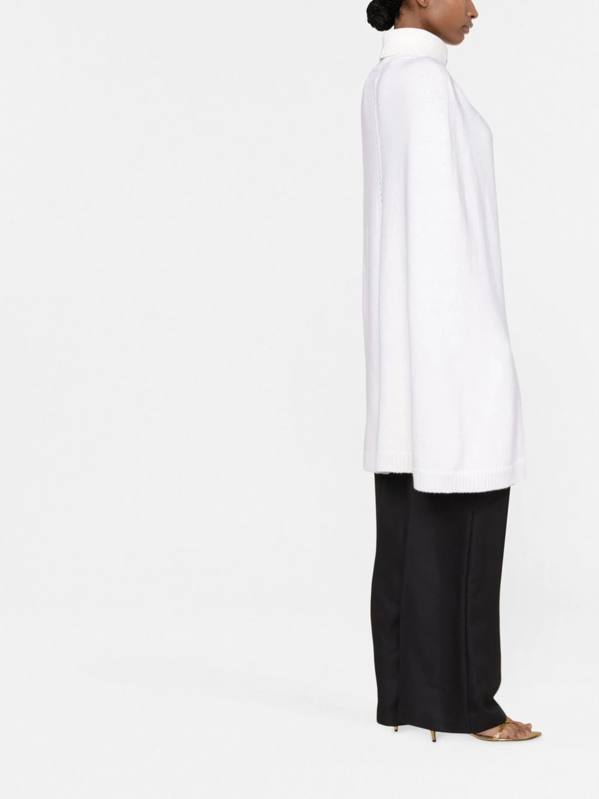 logo-plaque cape-style knitted top
