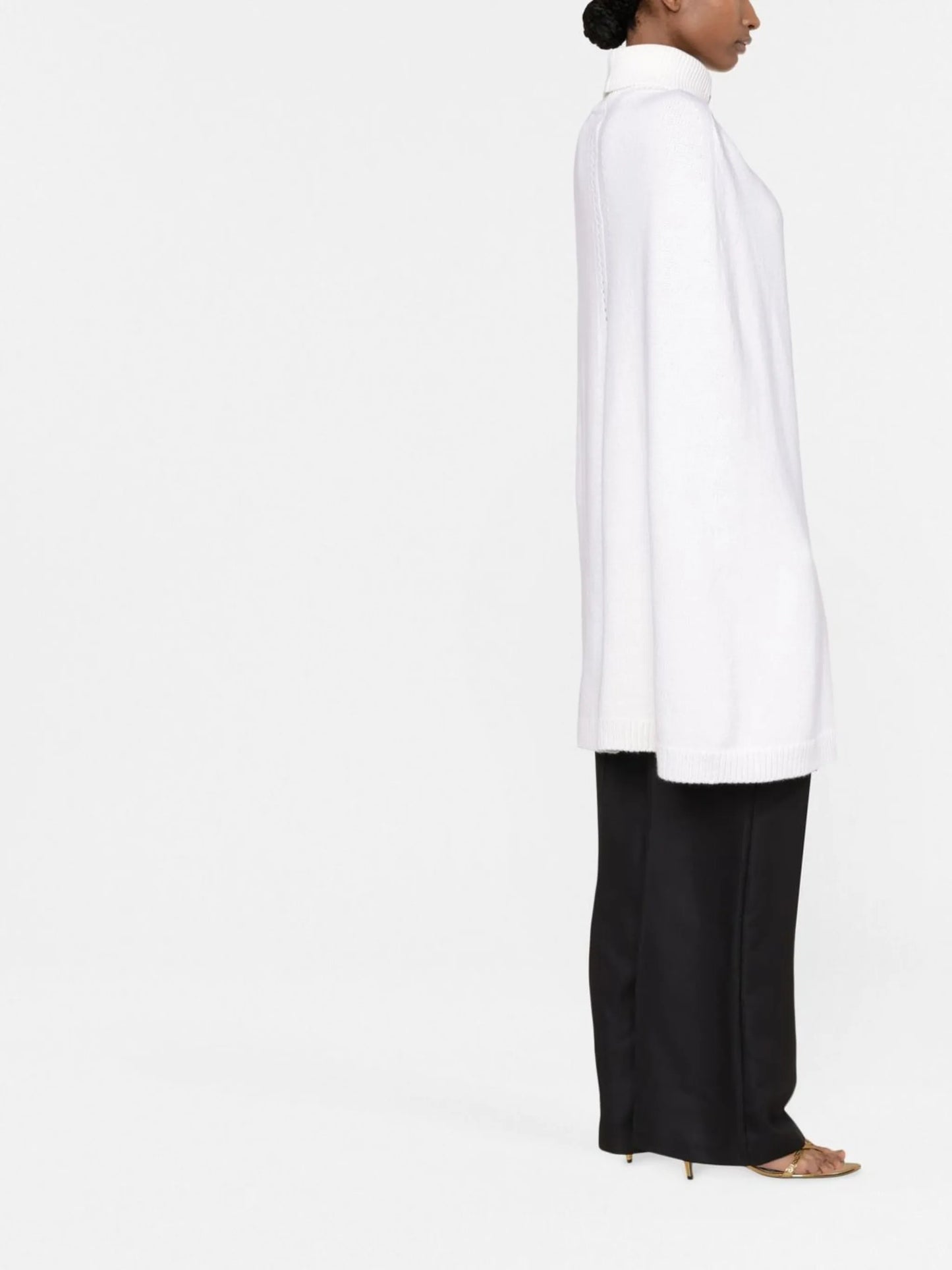logo-plaque cape-style knitted top