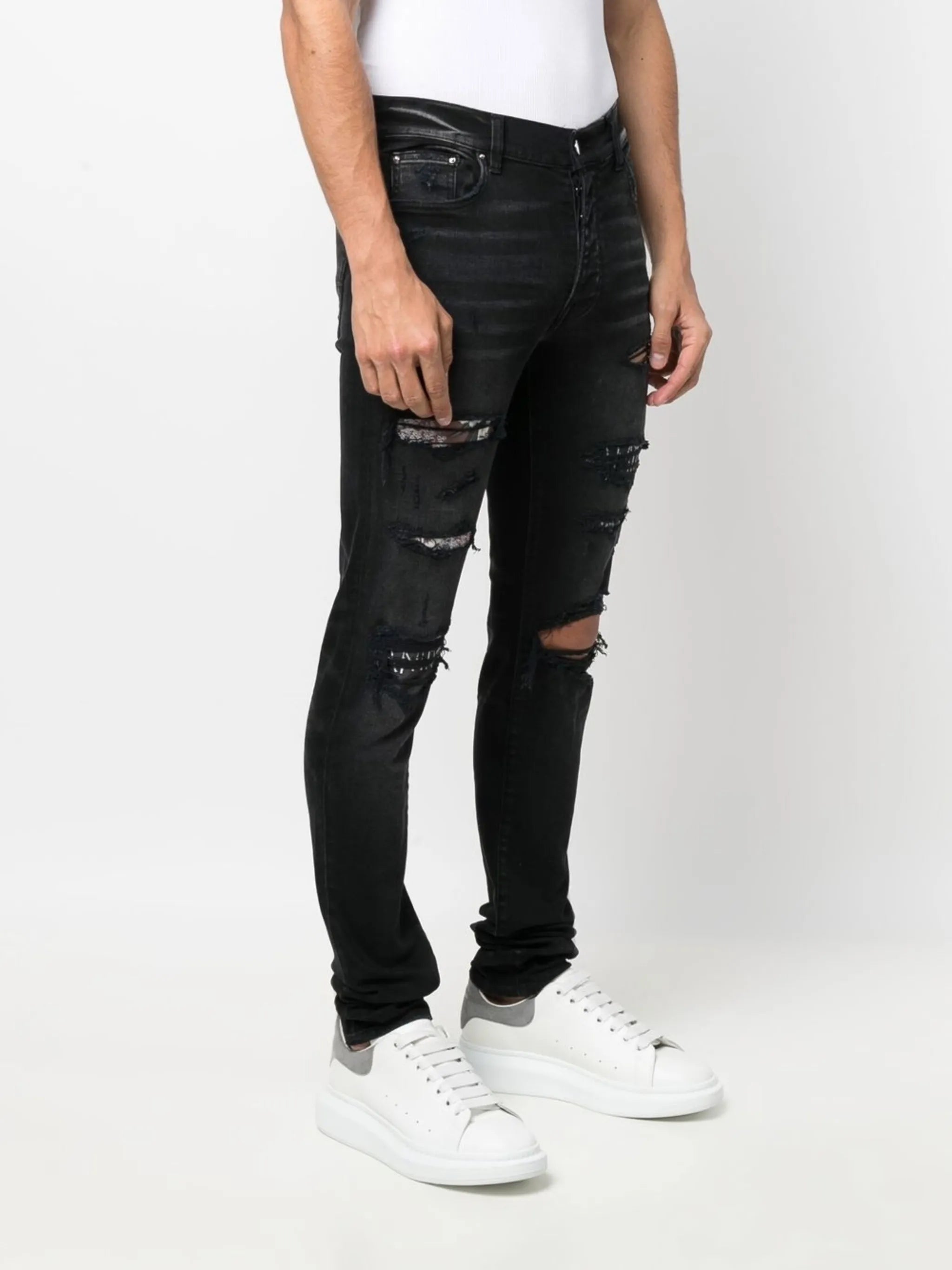 ripped slim-fit jeans