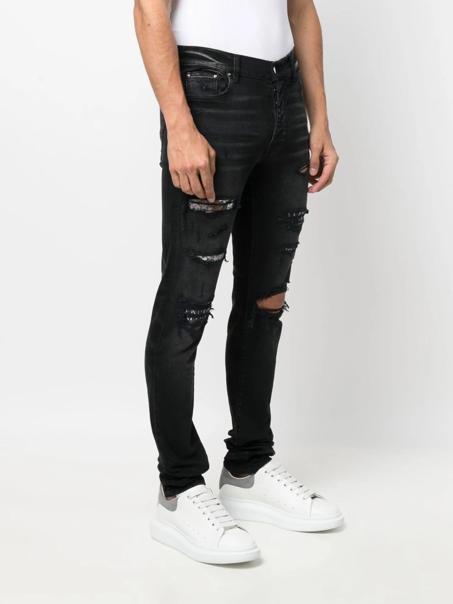 ripped slim-fit jeans
