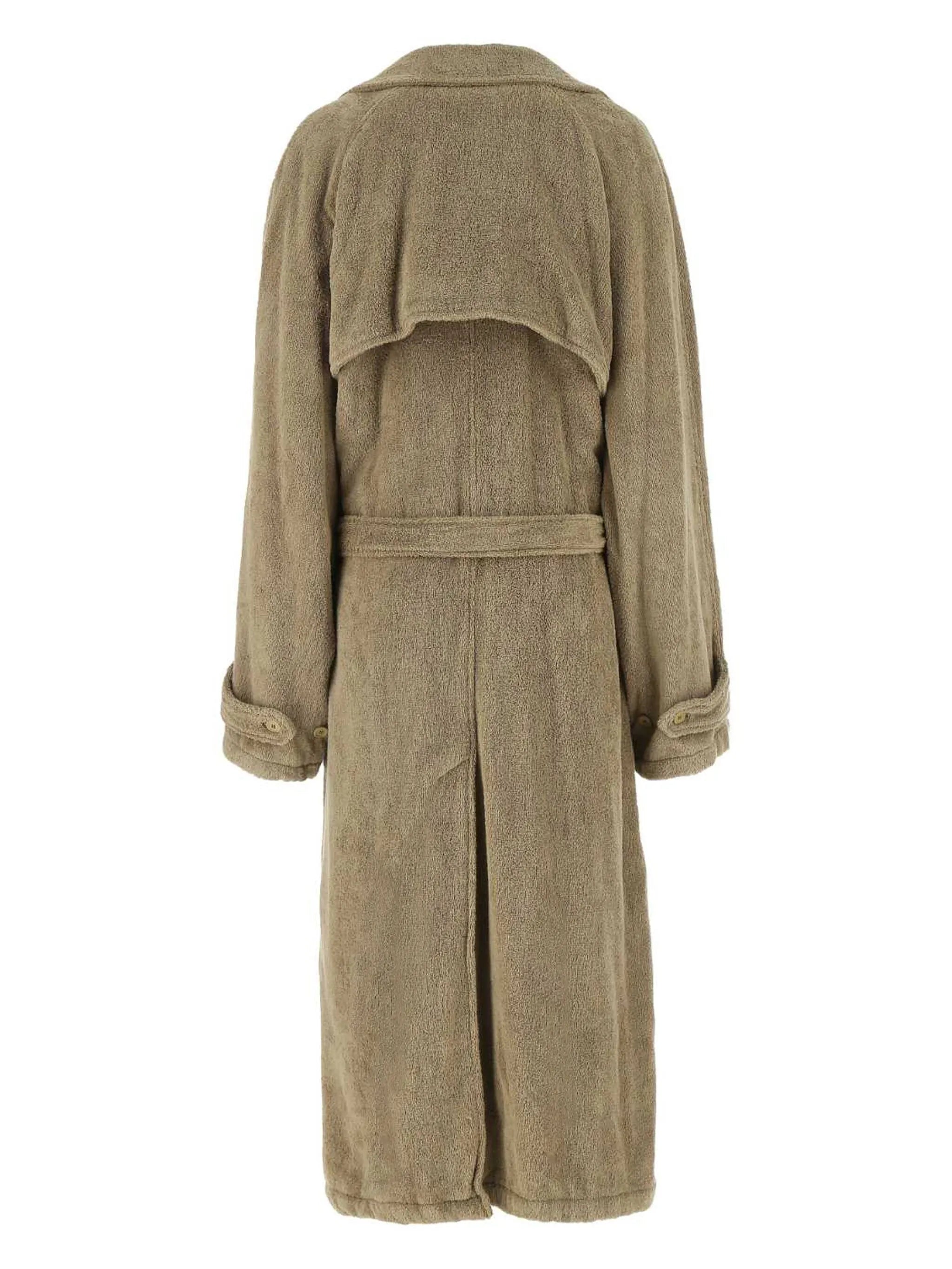 towelling-finish cotton trench coat