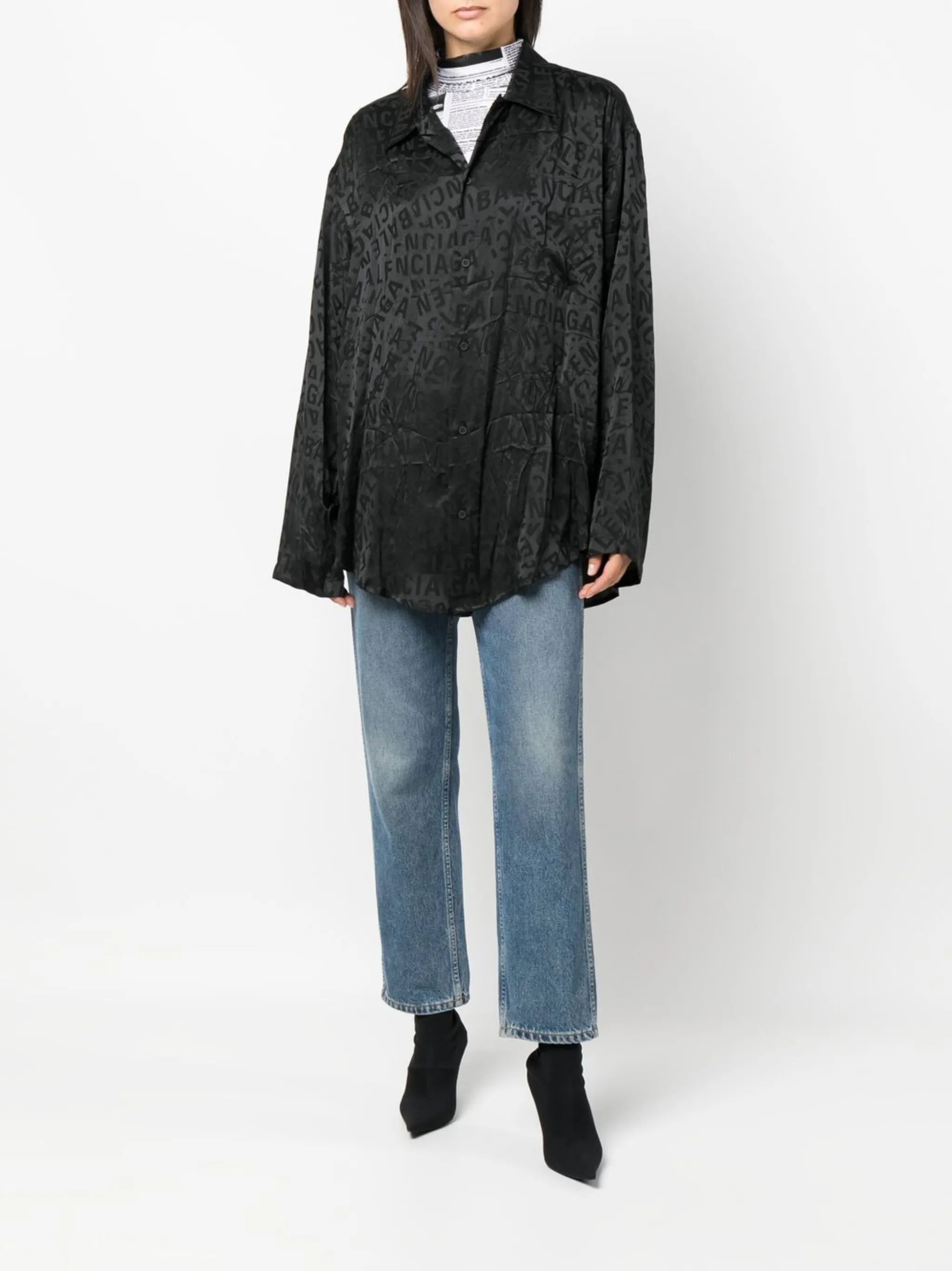 long-print silk shirt