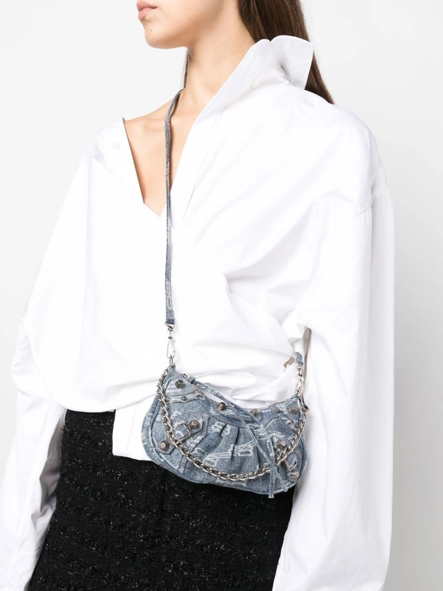 Le Cagole mini denim shoulder bag