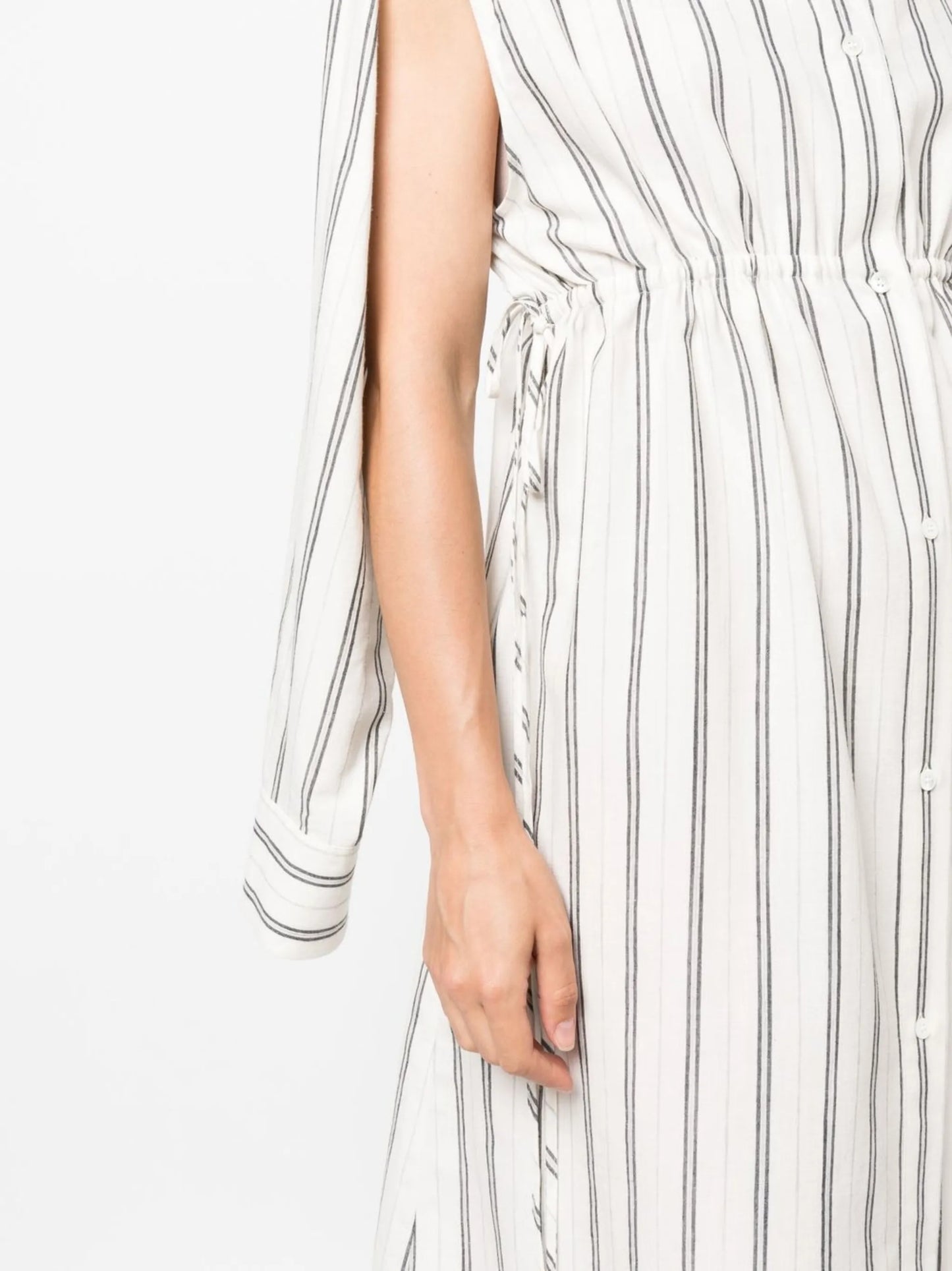 striped long-sleeve shirt dress