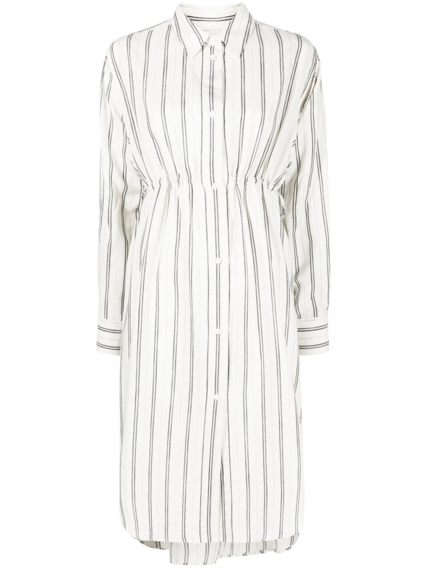 striped long-sleeve shirt dress