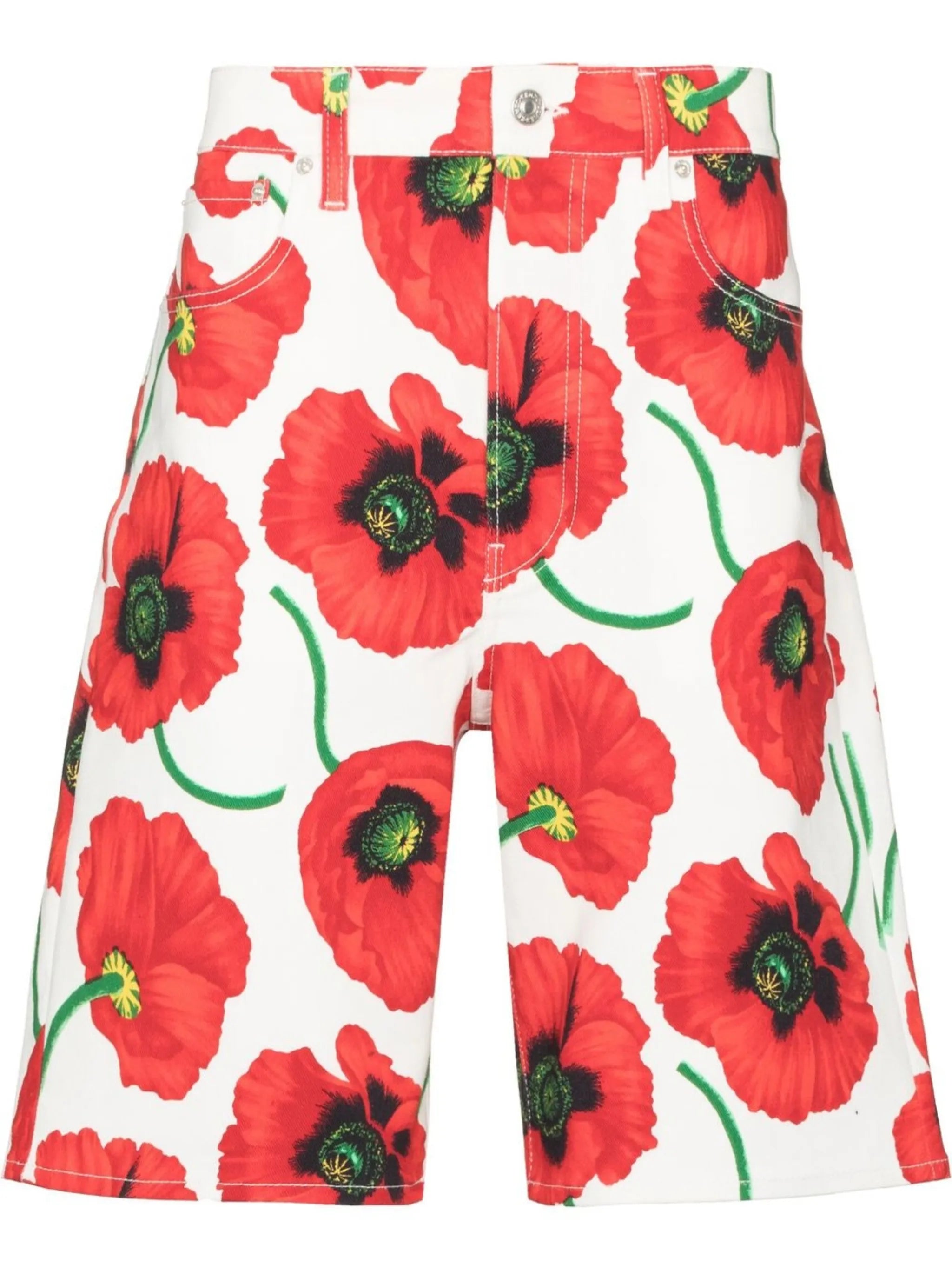 poppy-print Bermuda shorts