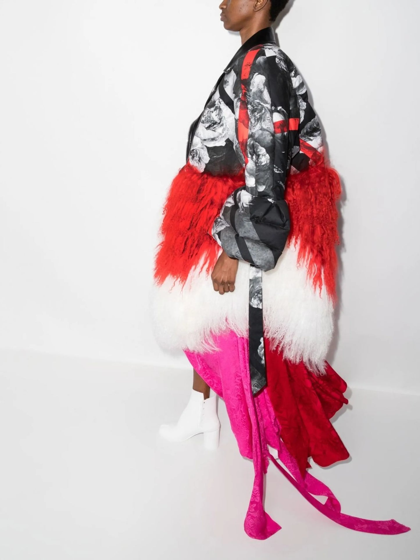 reconstructed leather puffer coat