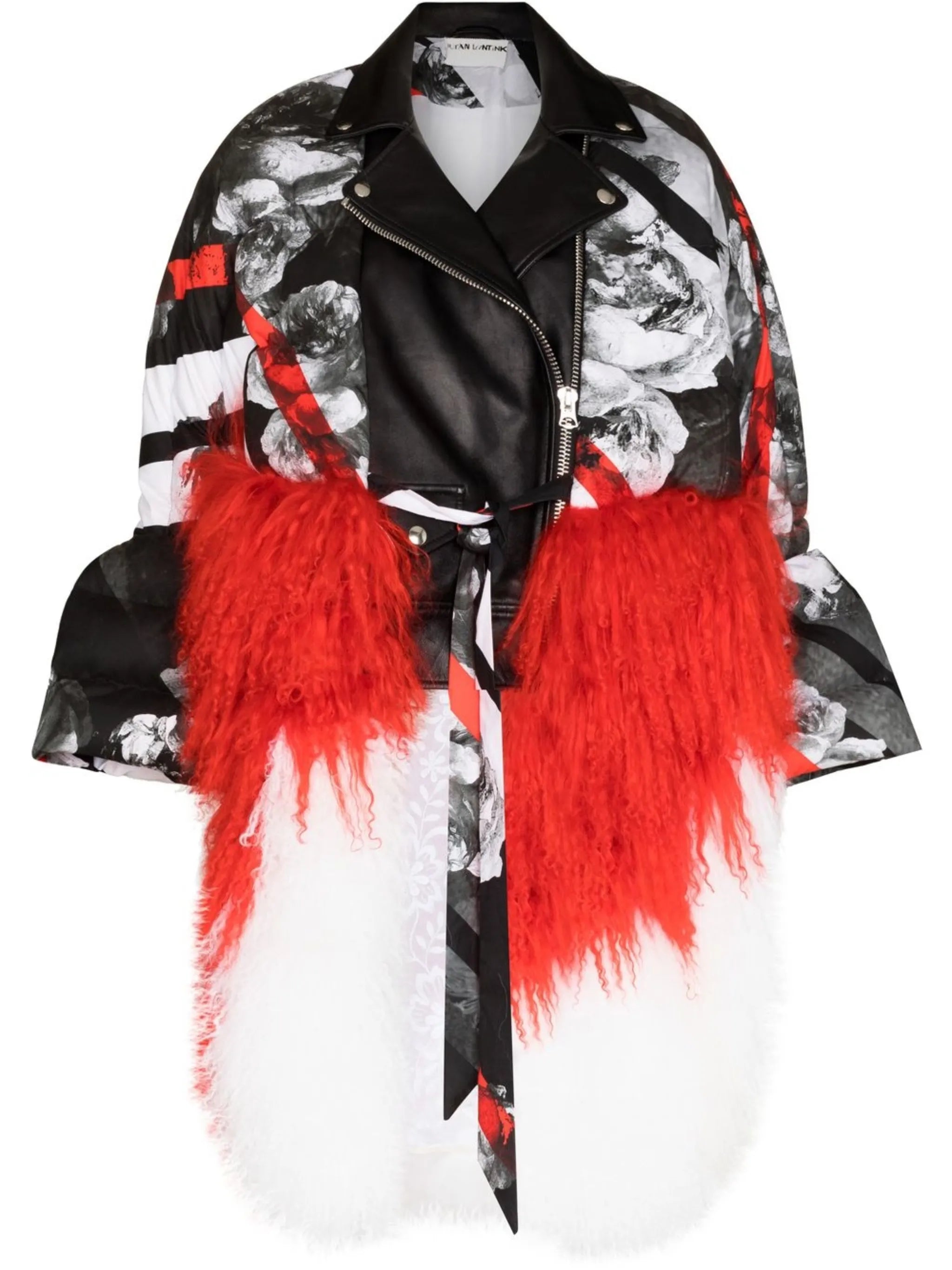 reconstructed leather puffer coat
