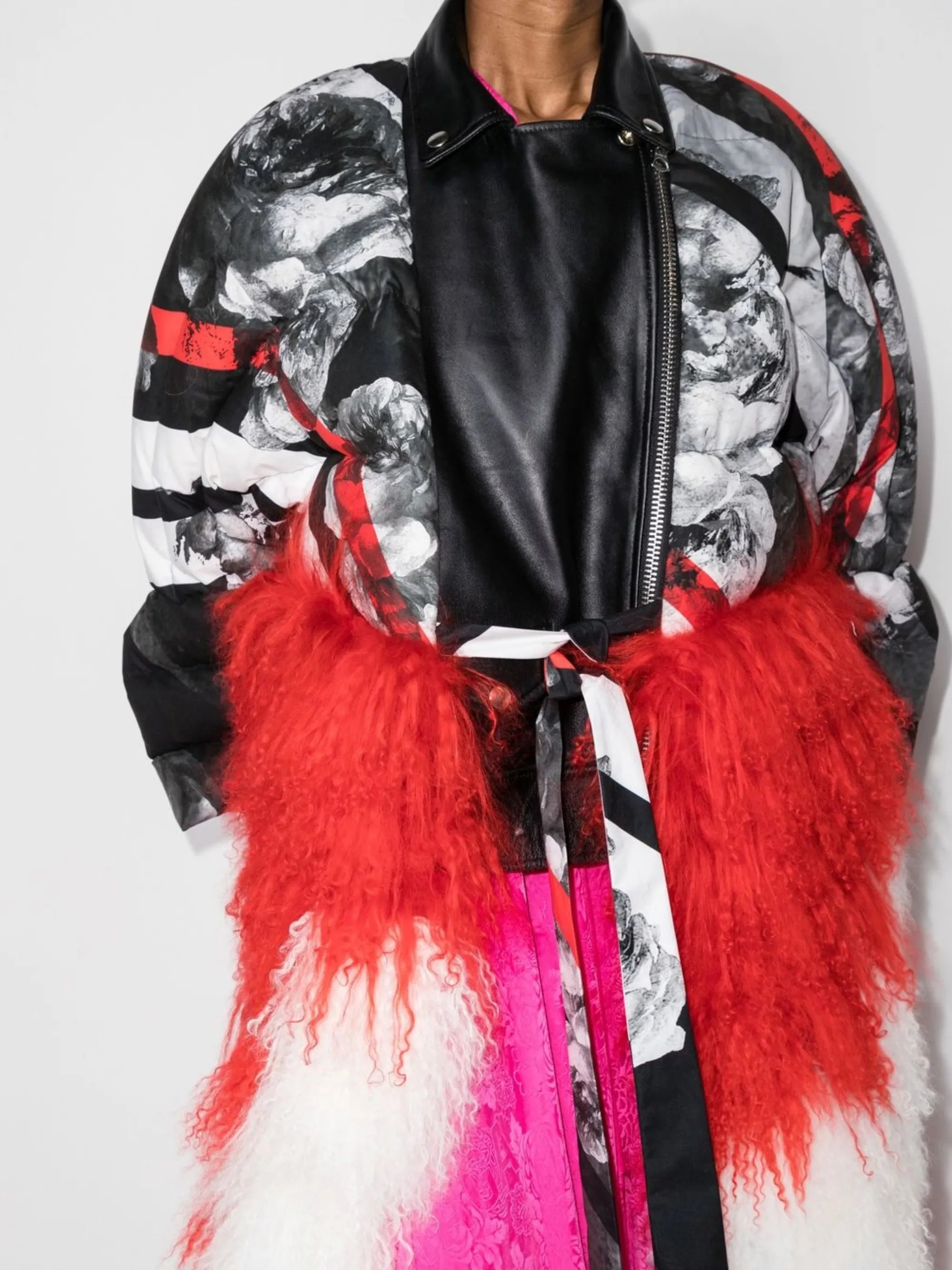 reconstructed leather puffer coat