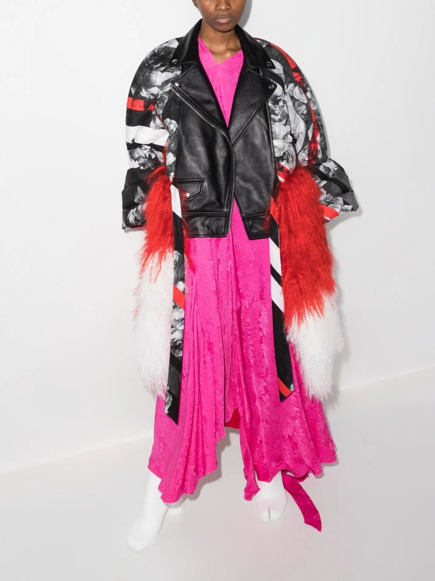 reconstructed leather puffer coat