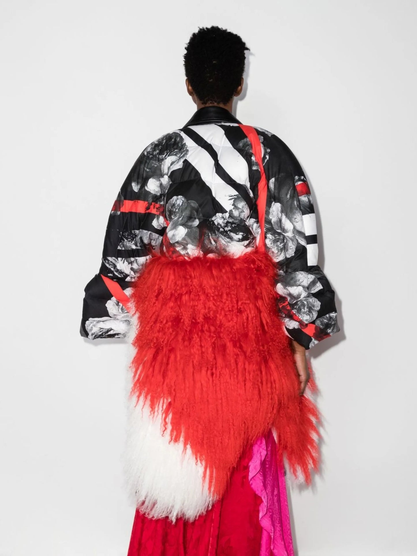 reconstructed leather puffer coat