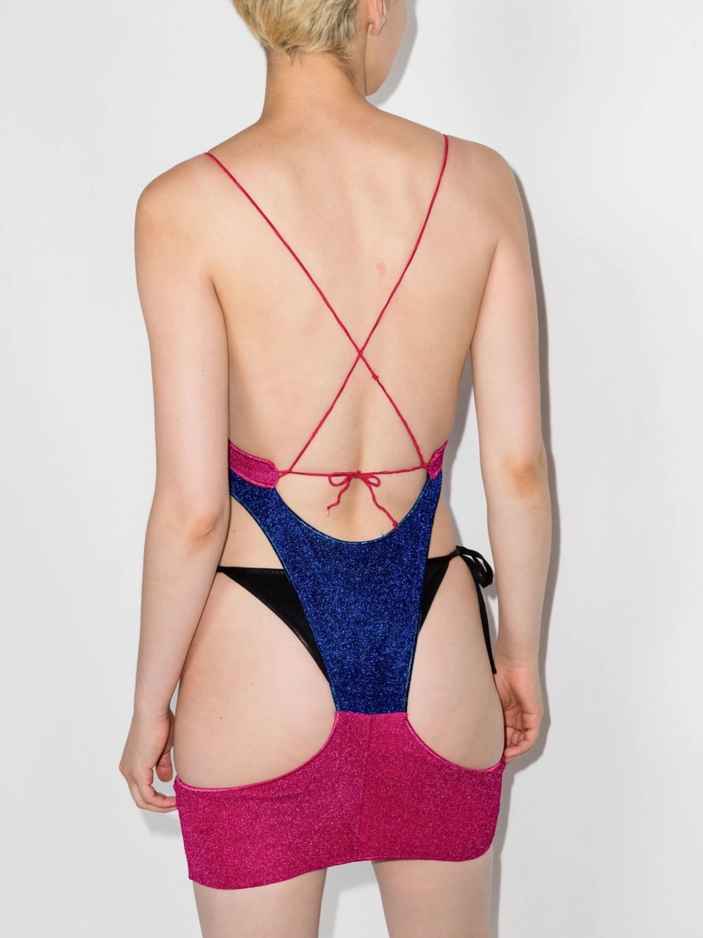 cut-out lurex swimsuit