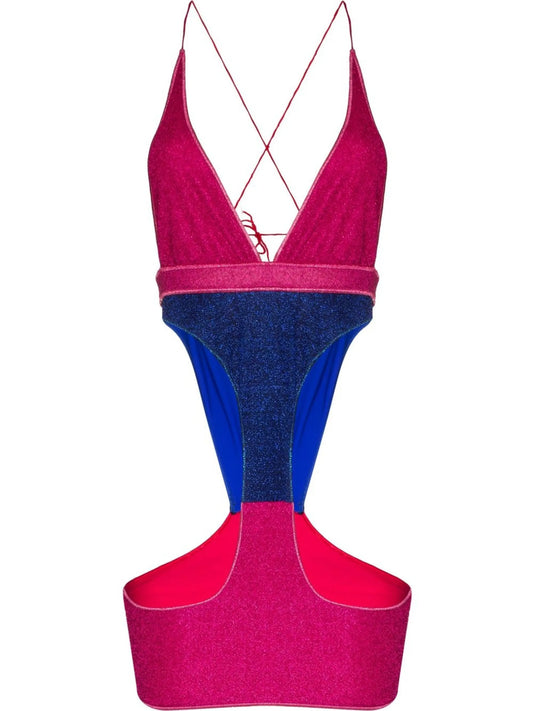 cut-out lurex swimsuit