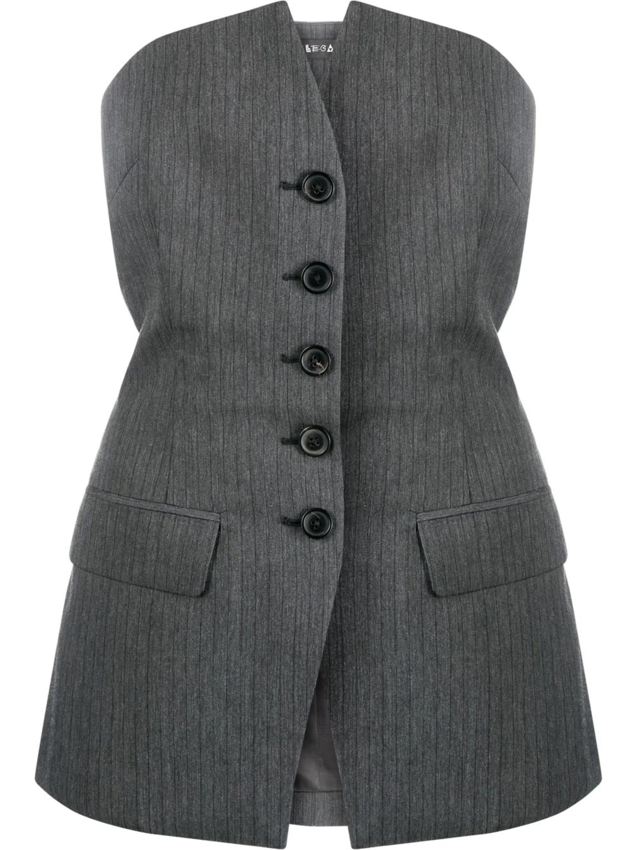 blazer-style strapless top