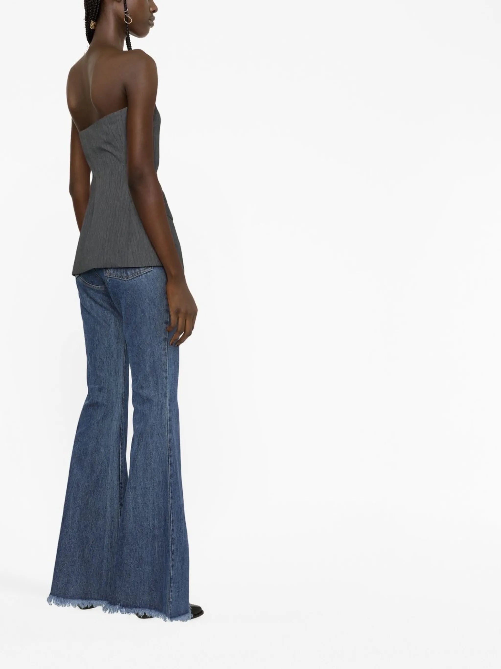 blazer-style strapless top