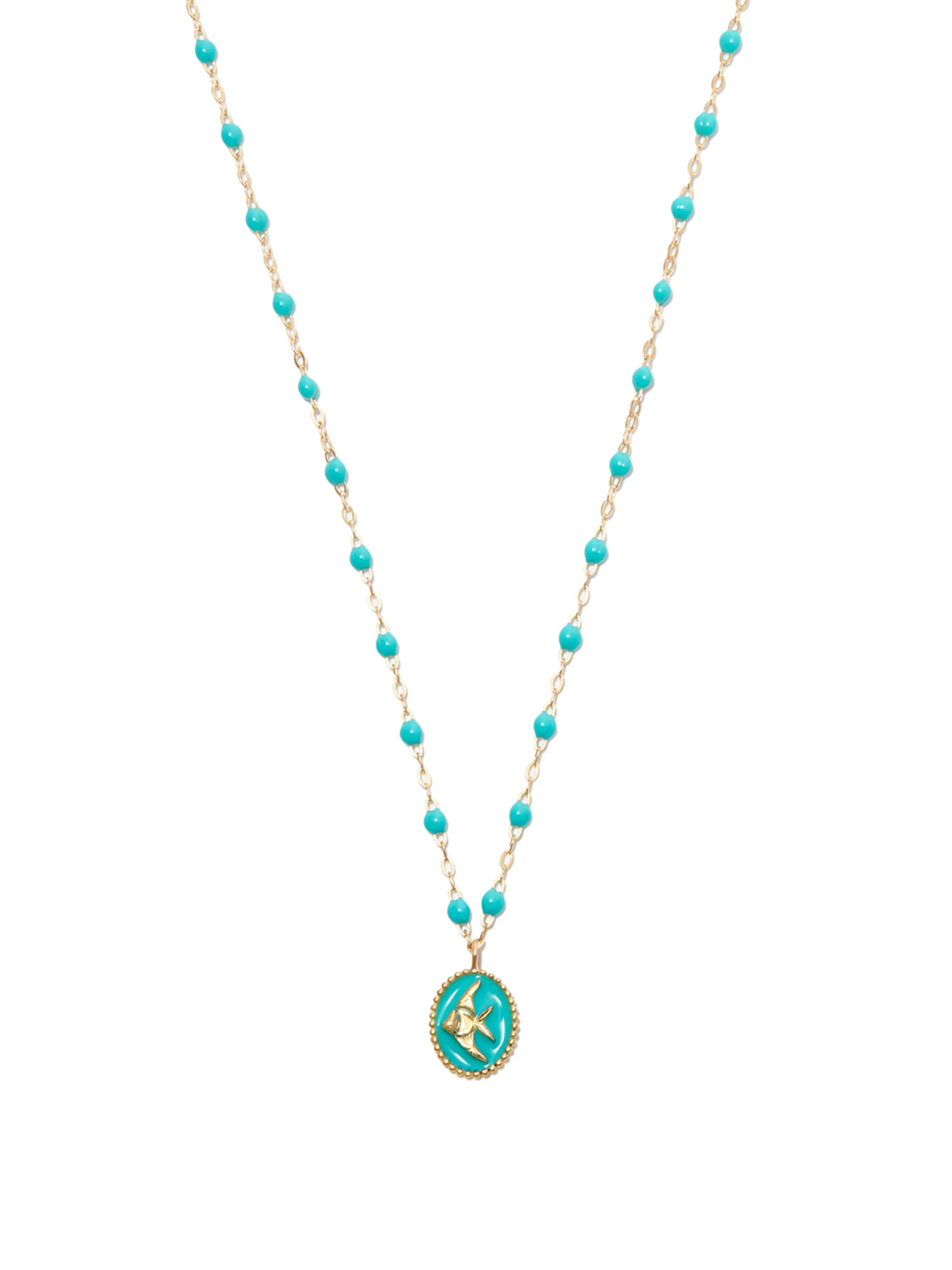 18kt yellow gold angelfish pendant necklace
