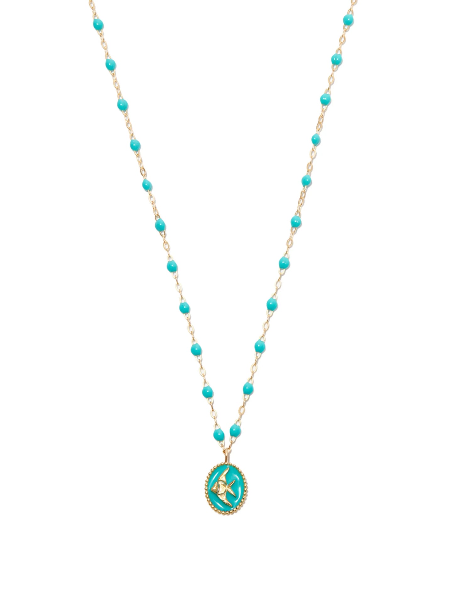 18kt yellow gold angelfish pendant necklace