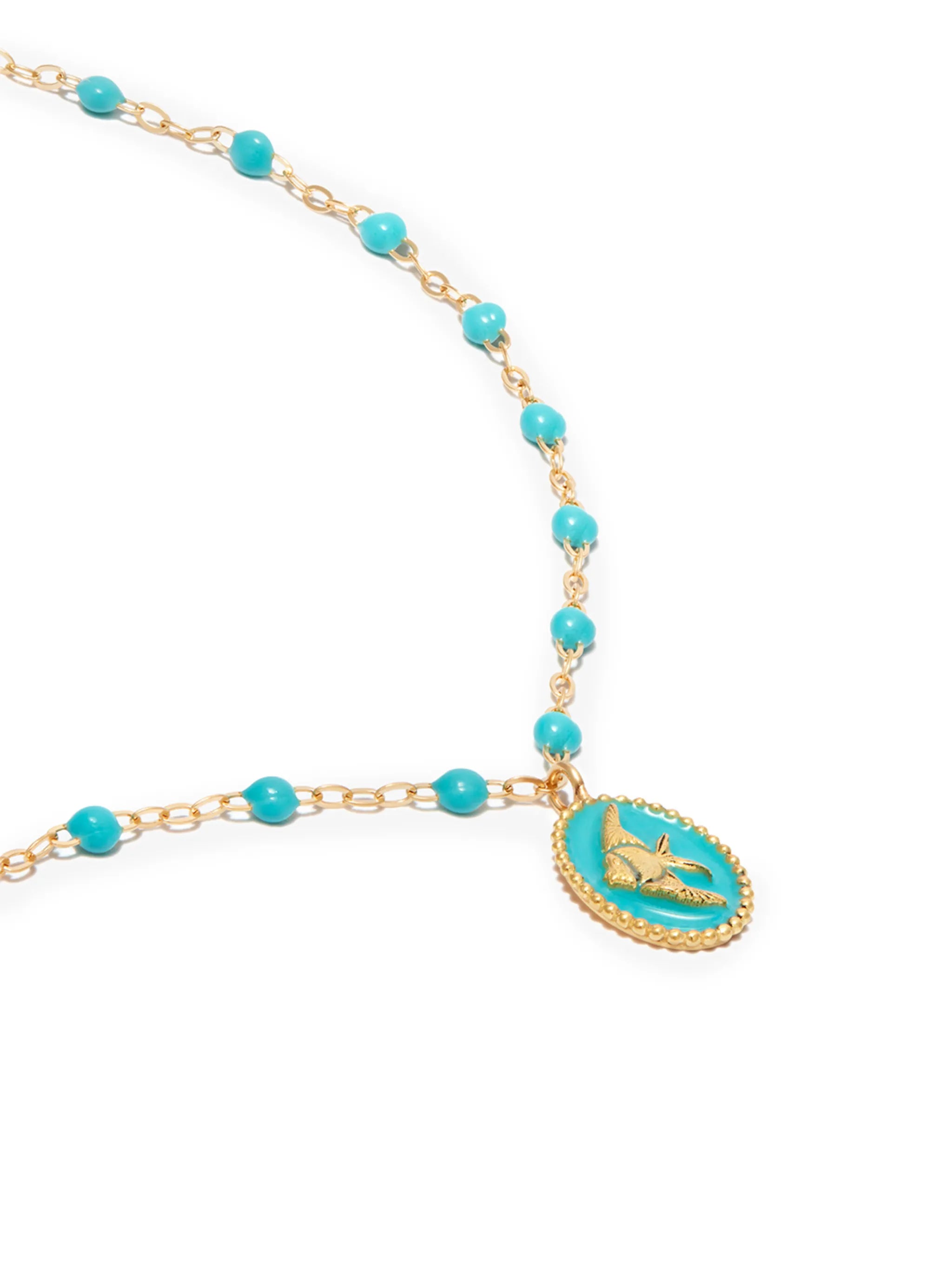18kt yellow gold angelfish pendant necklace