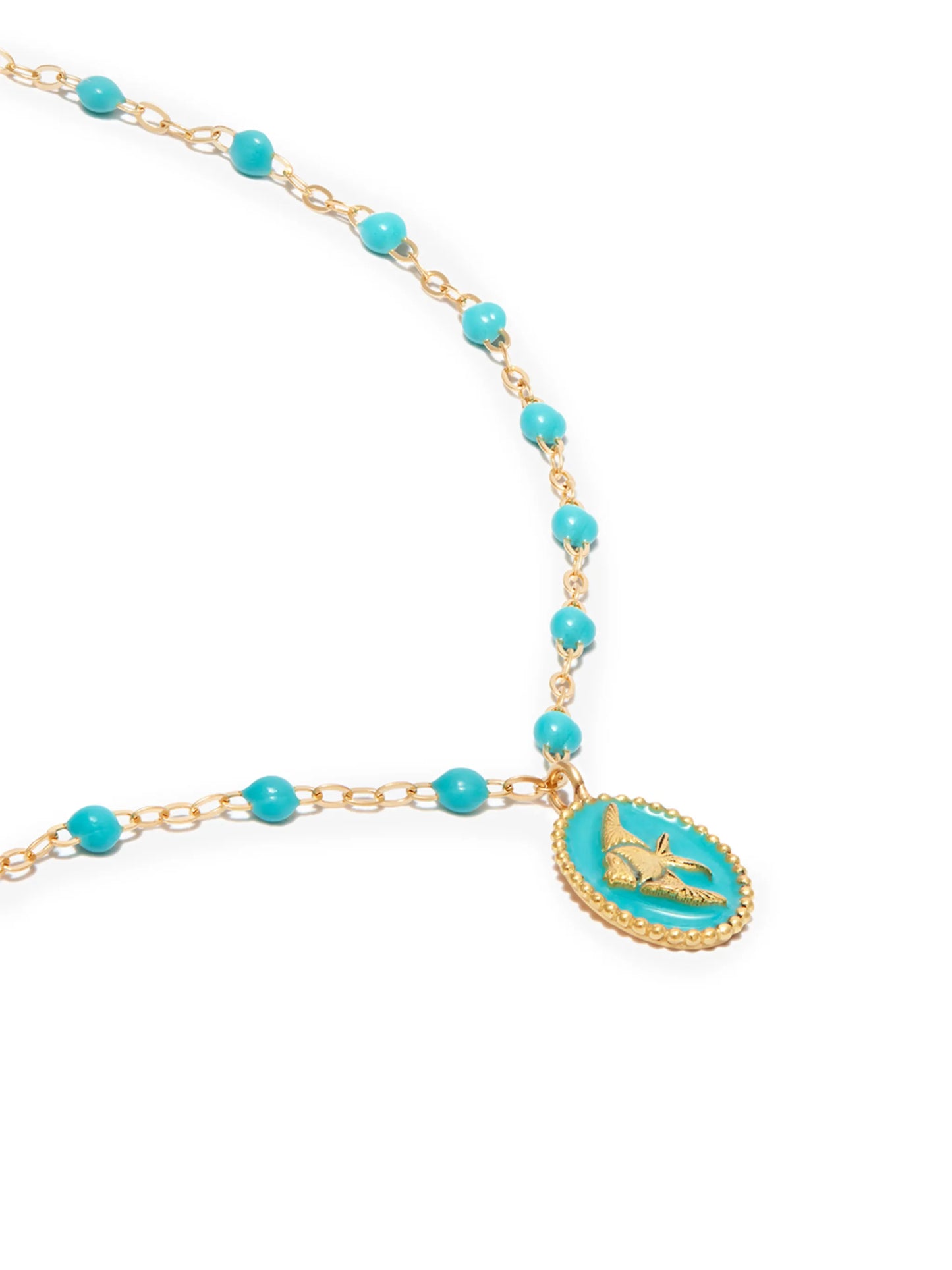 18kt yellow gold angelfish pendant necklace