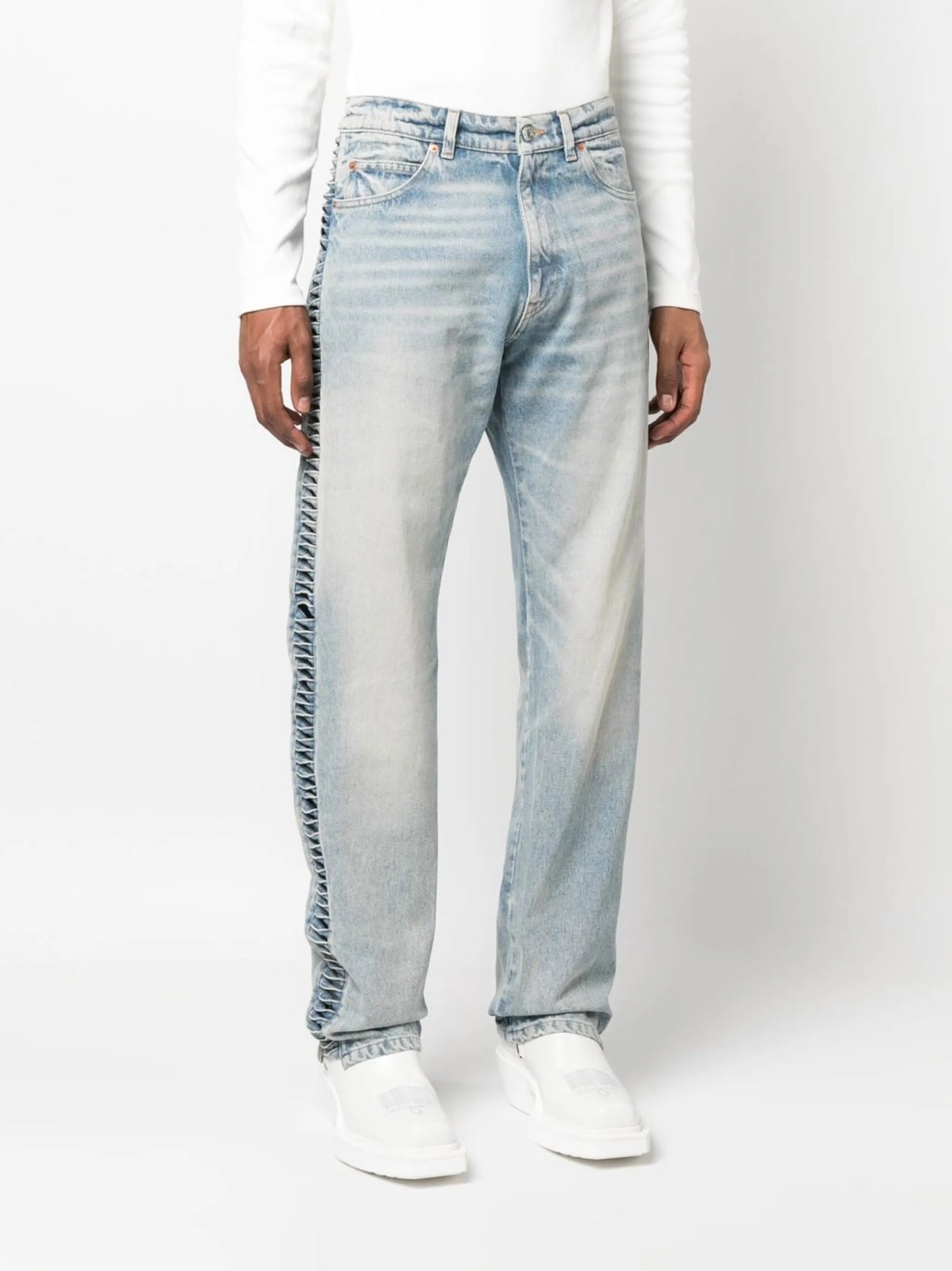 twist-loop straight-leg jeans