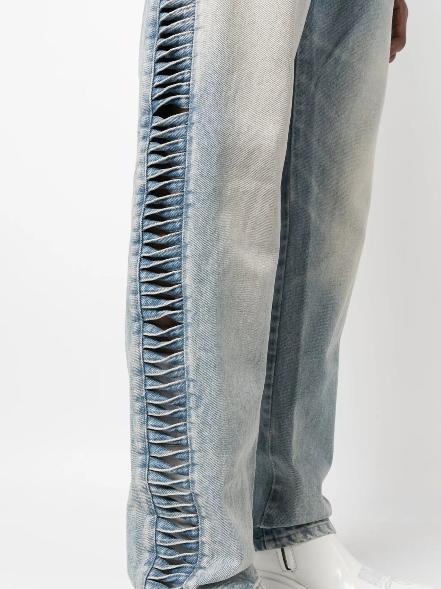 twist-loop straight-leg jeans