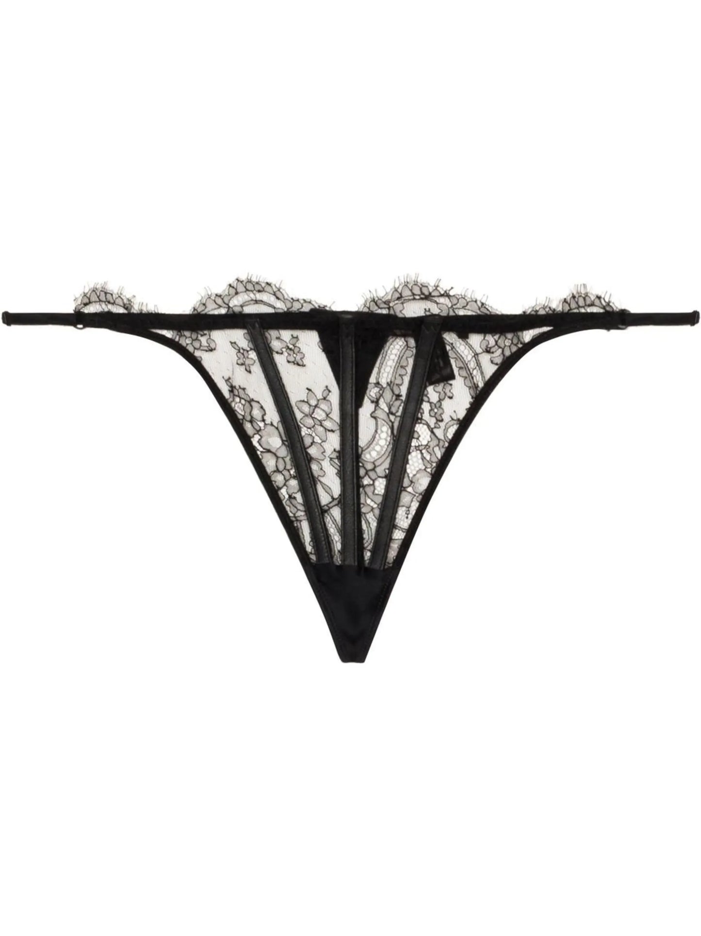 leather-trim lace G-string