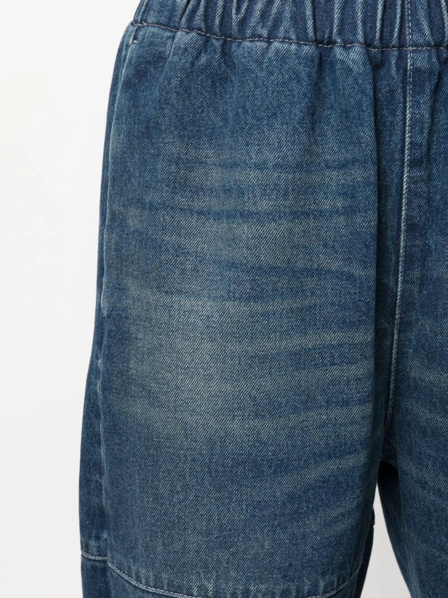 elasticated-waist wide-leg jeans