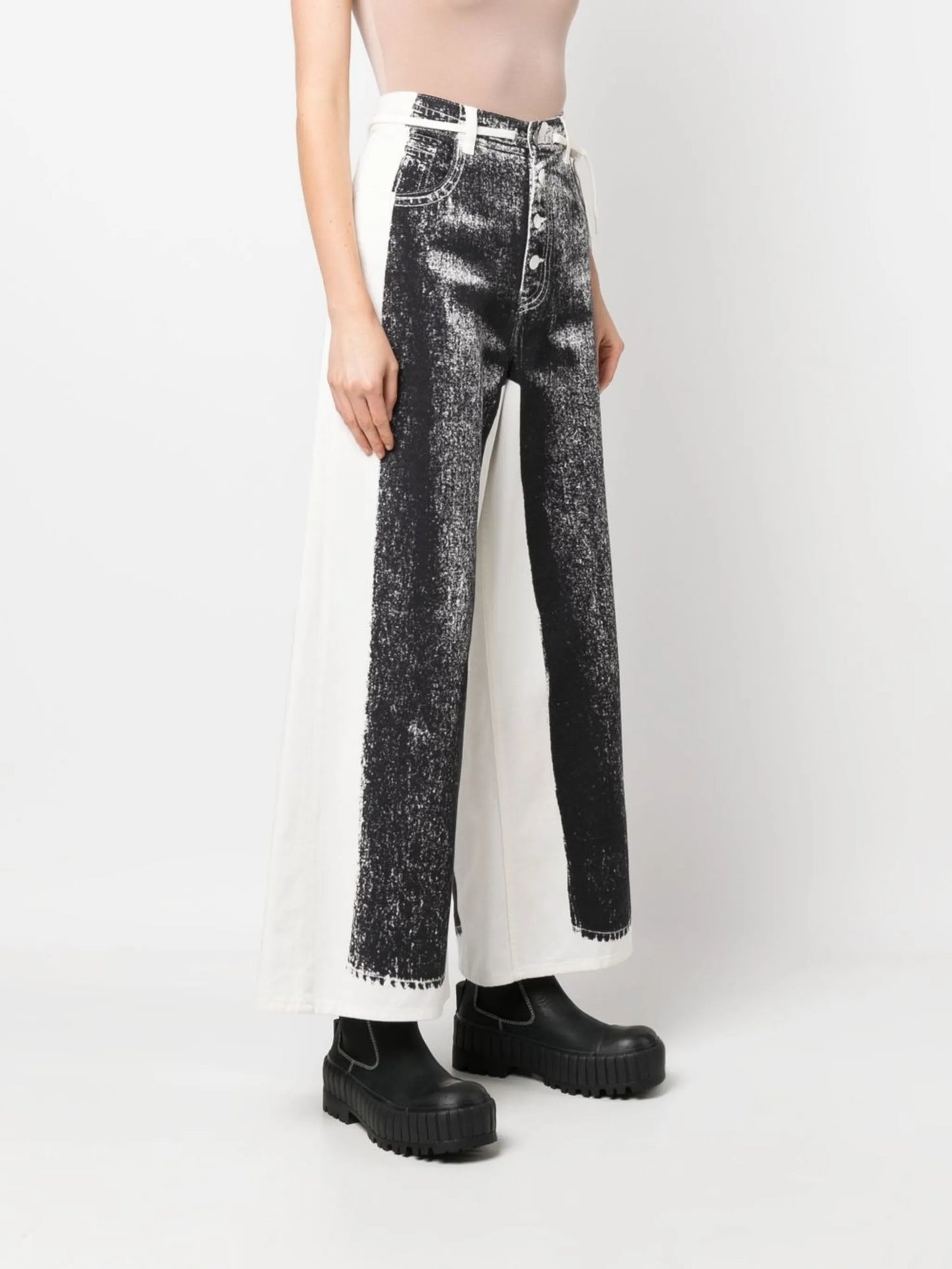 trompe l'oeil wide-leg jeans
