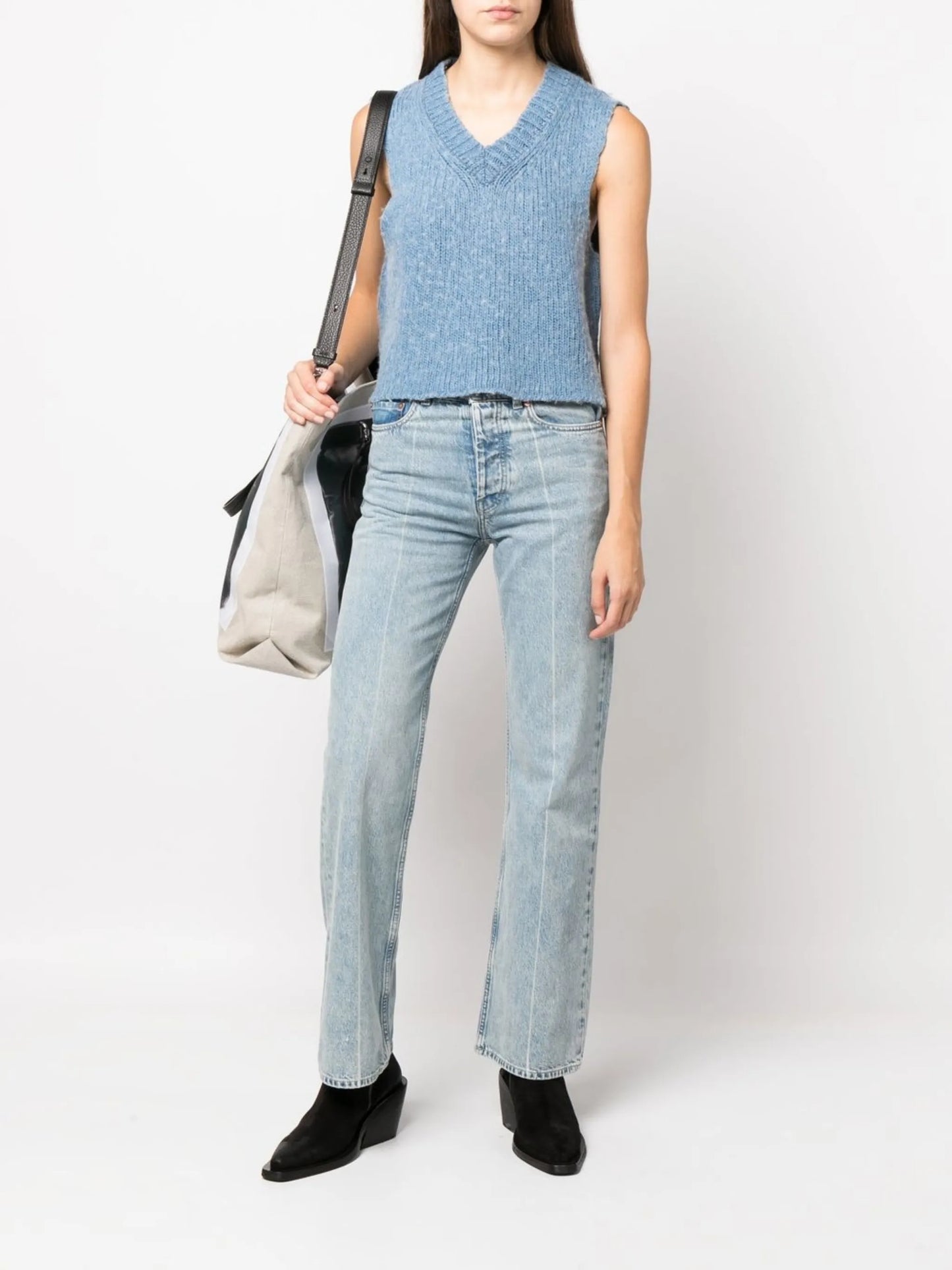 high-rise bootcut jeans