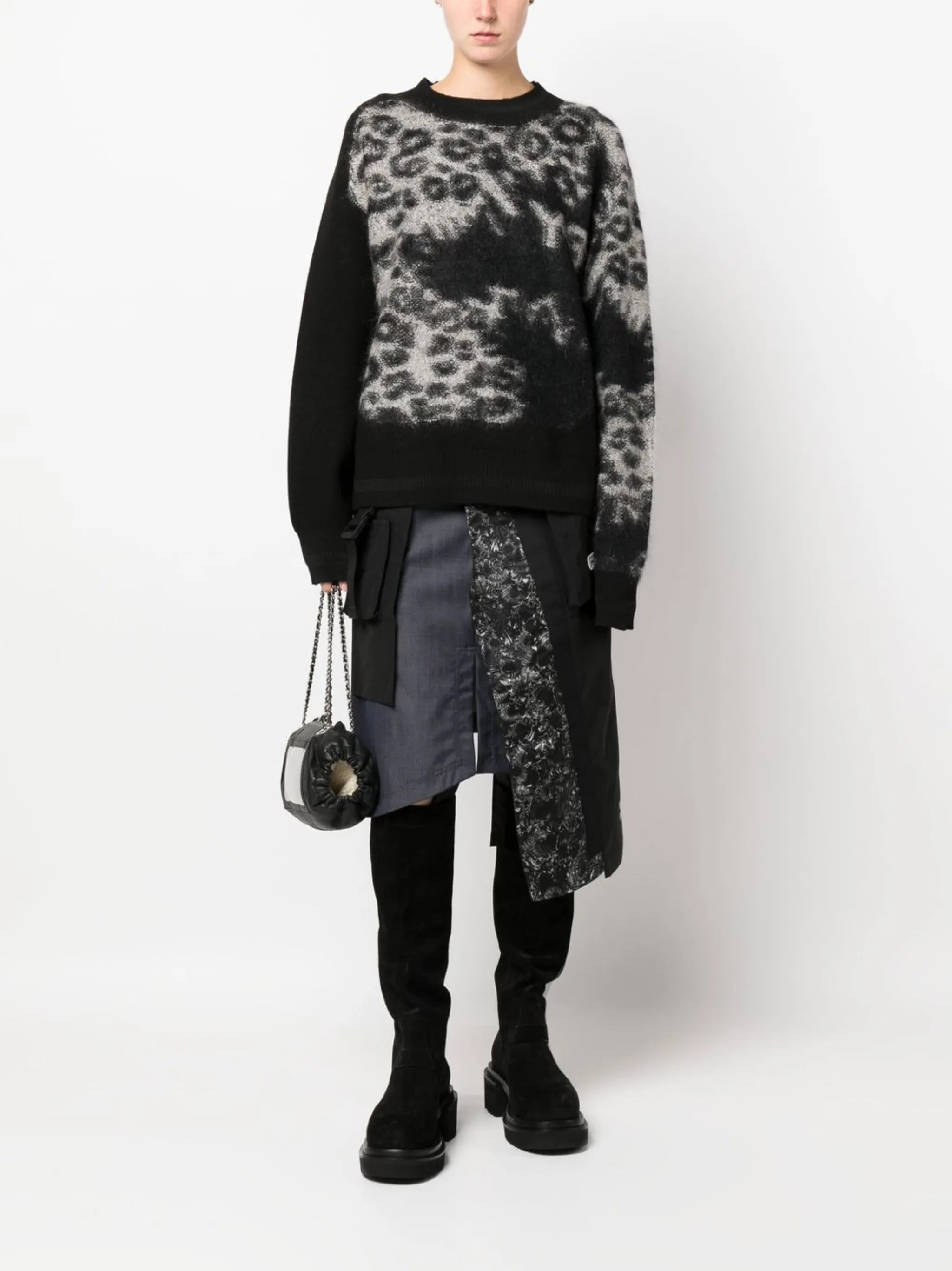 leopard-print crewneck jumper