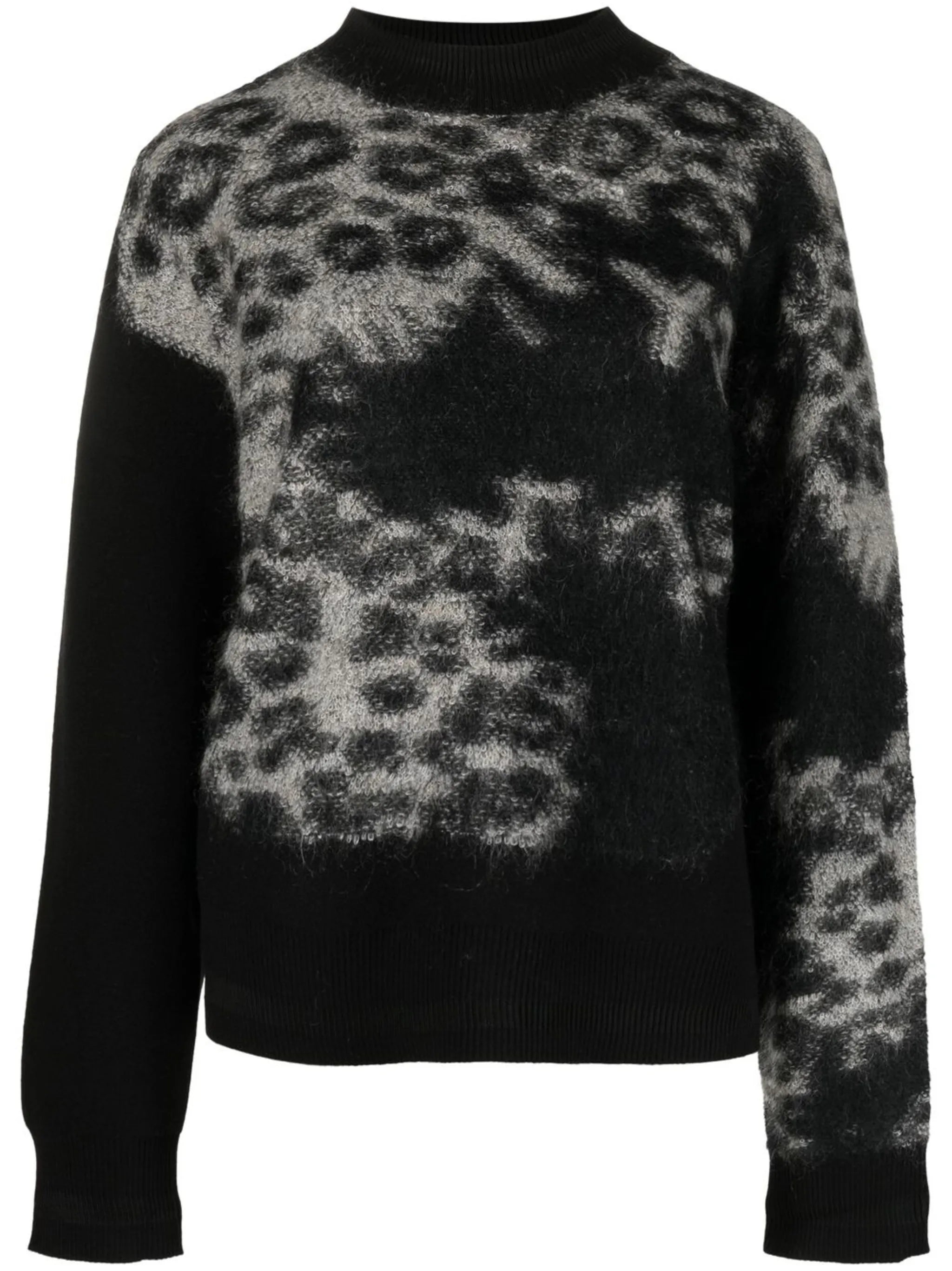 leopard-print crewneck jumper