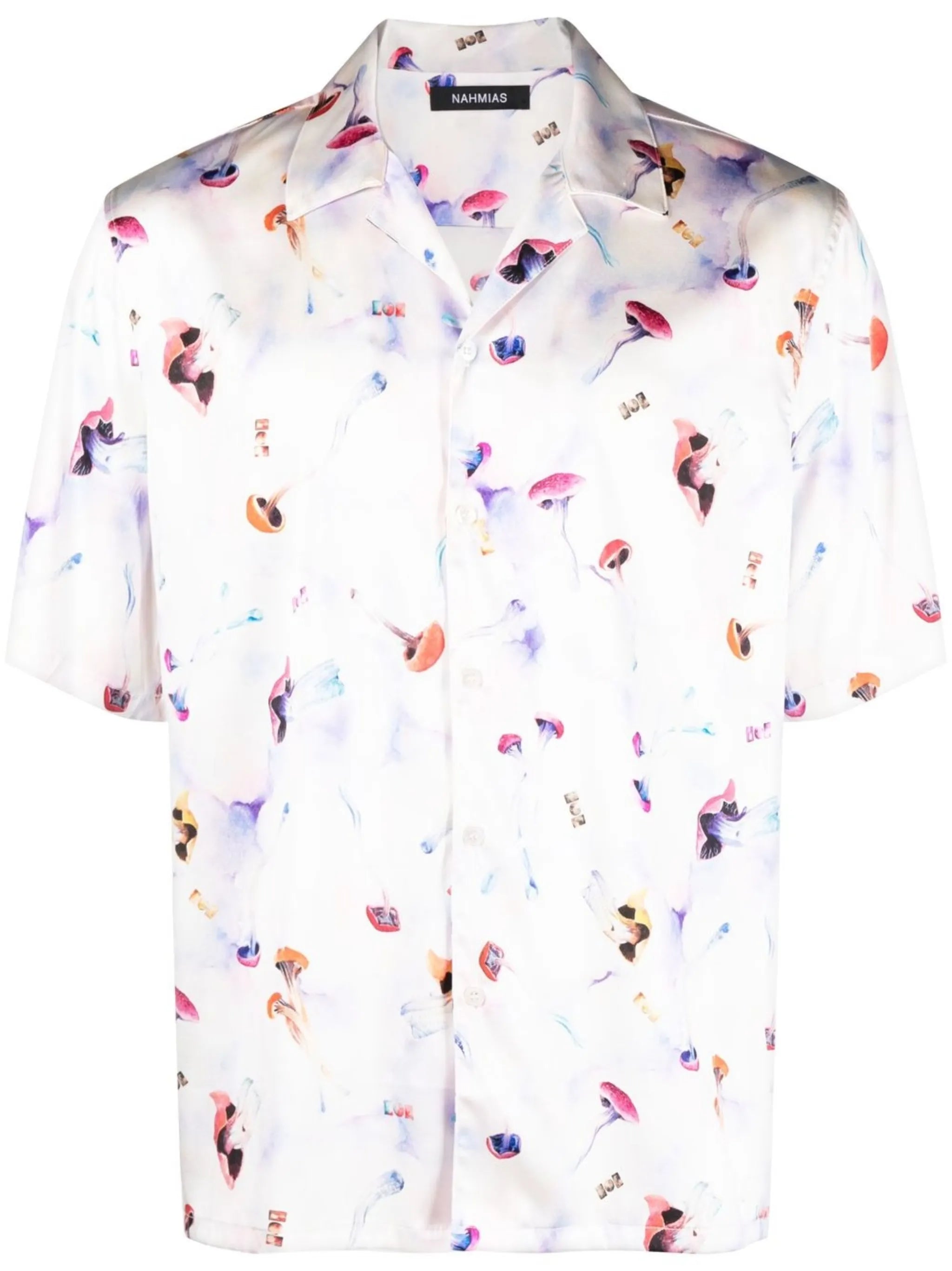 graphic-print silk shirt