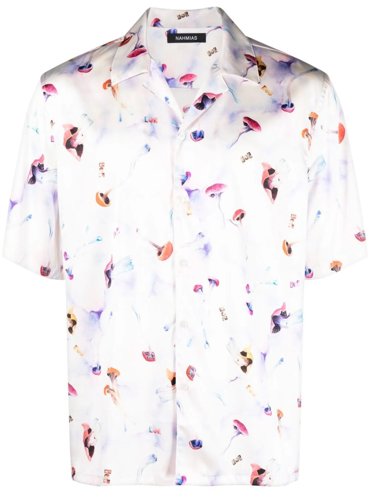 graphic-print silk shirt