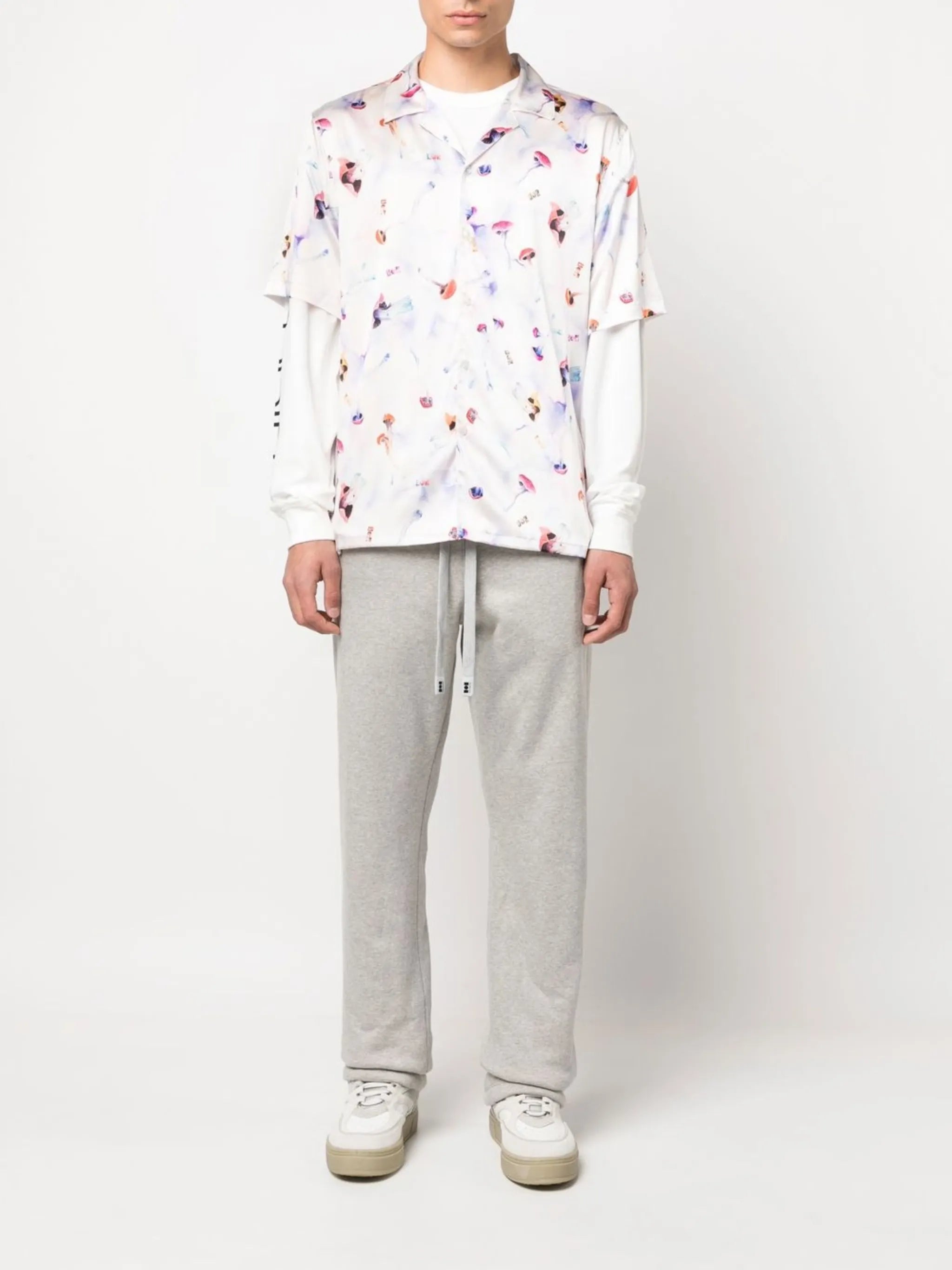graphic-print silk shirt