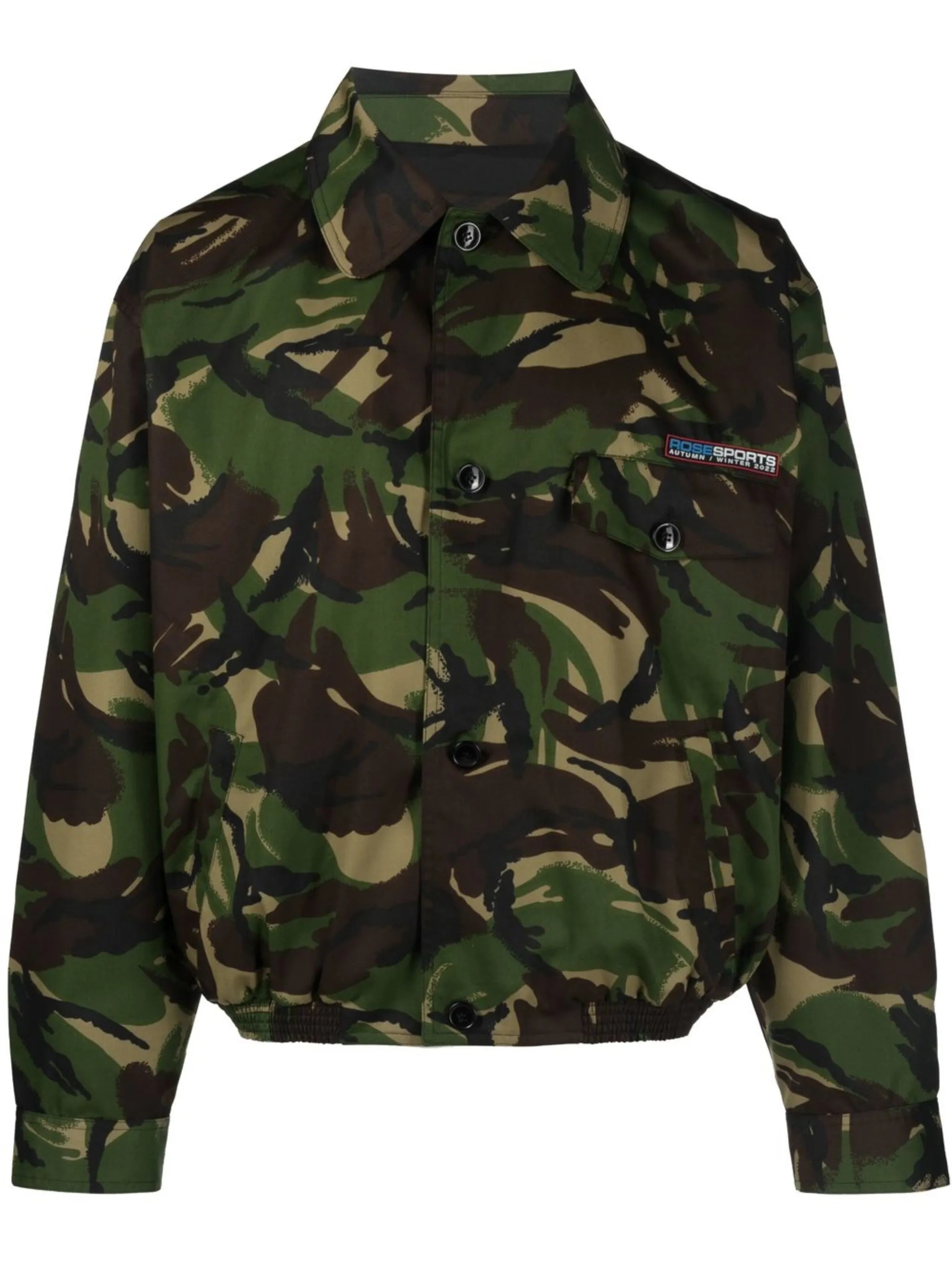 camouflage-print button-fastening jacket