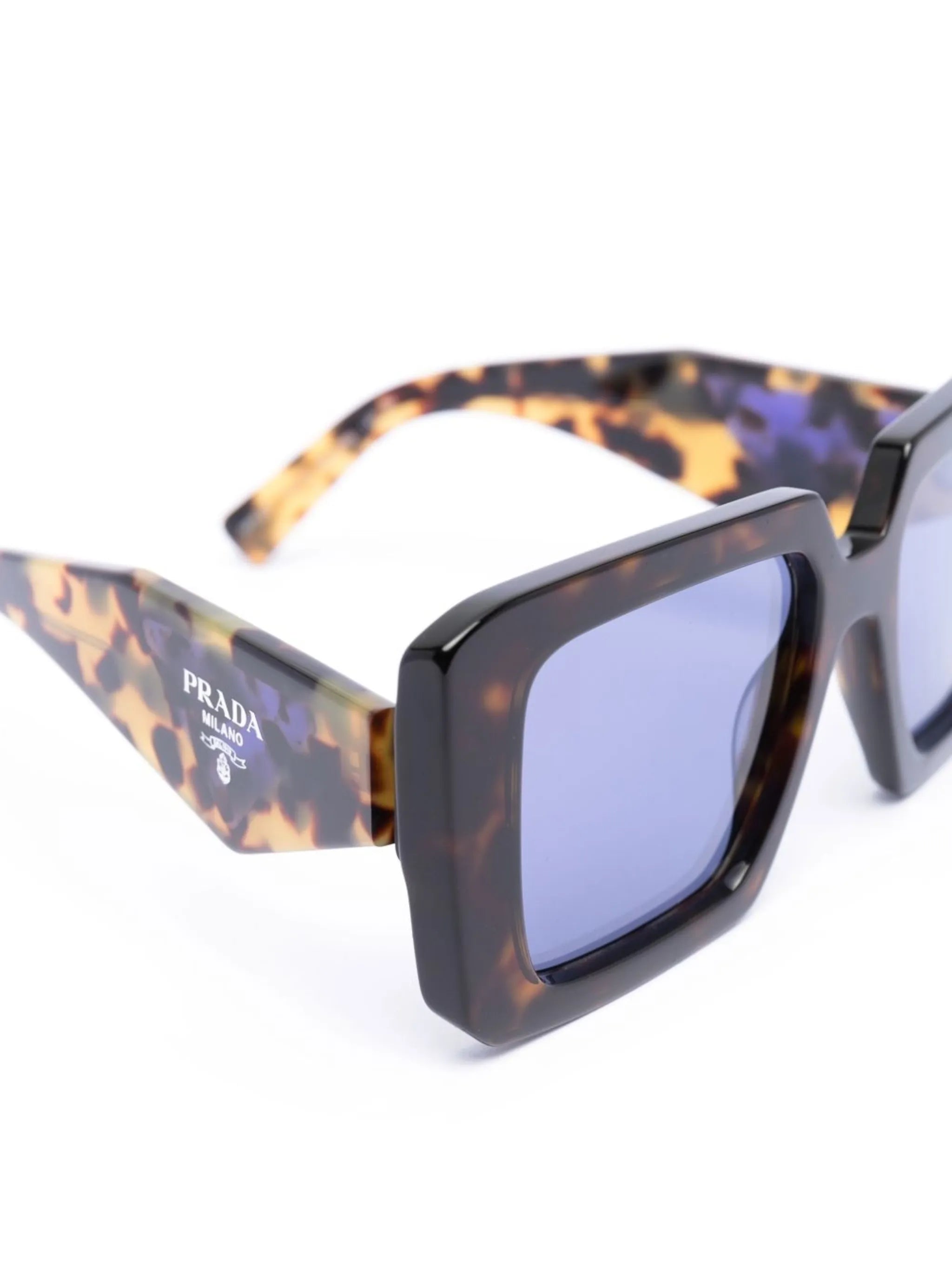 tortoiseshell-effect rectangle-frame sunglasses