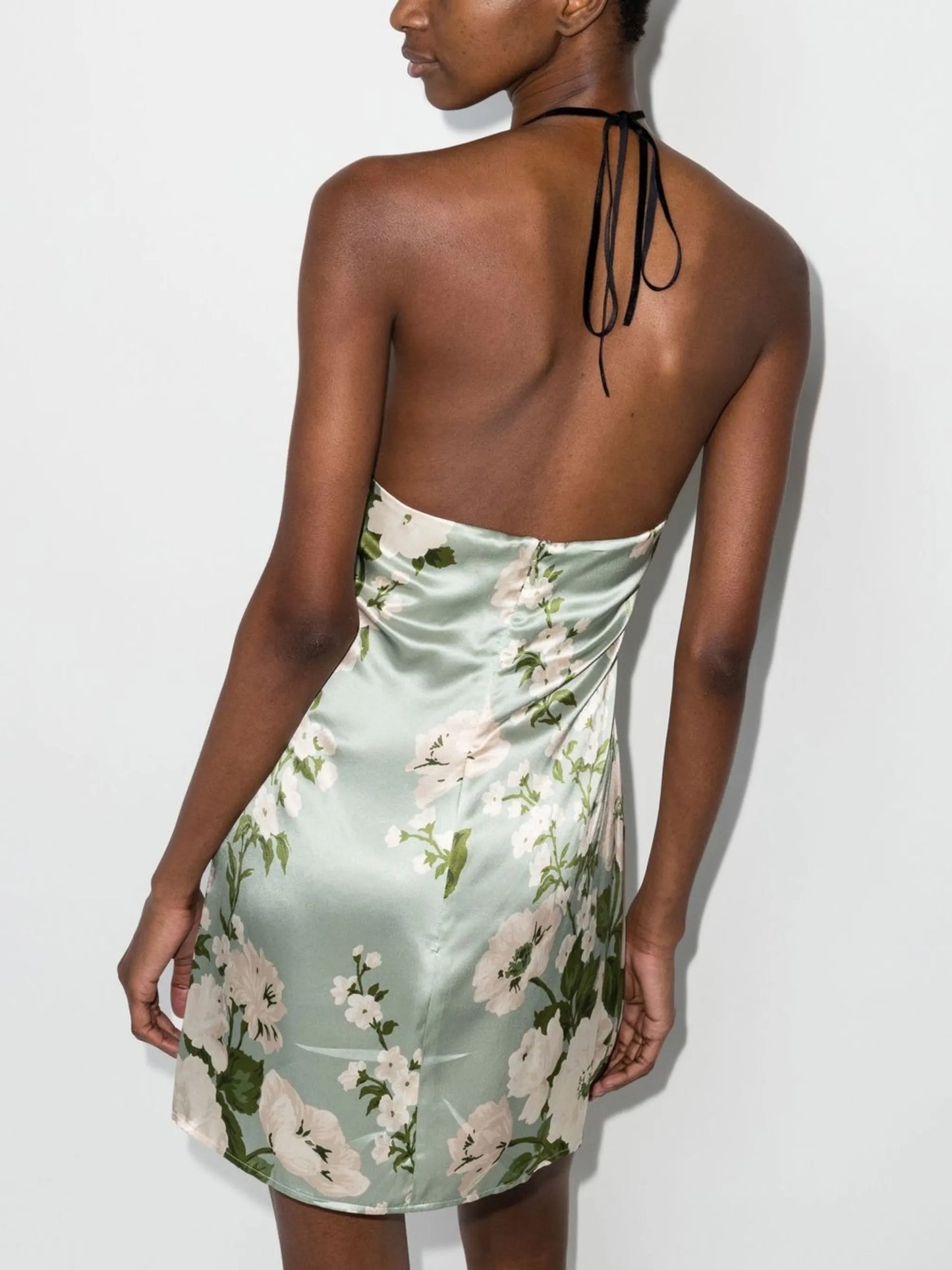 Poppie floral-print halterneck minidress