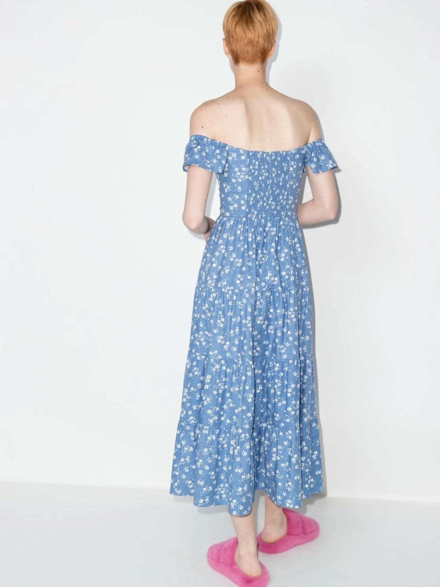 Derek off-shoulder floral print midi dress