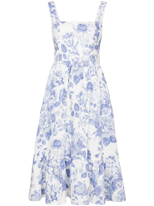 Bucatini linen midi dress