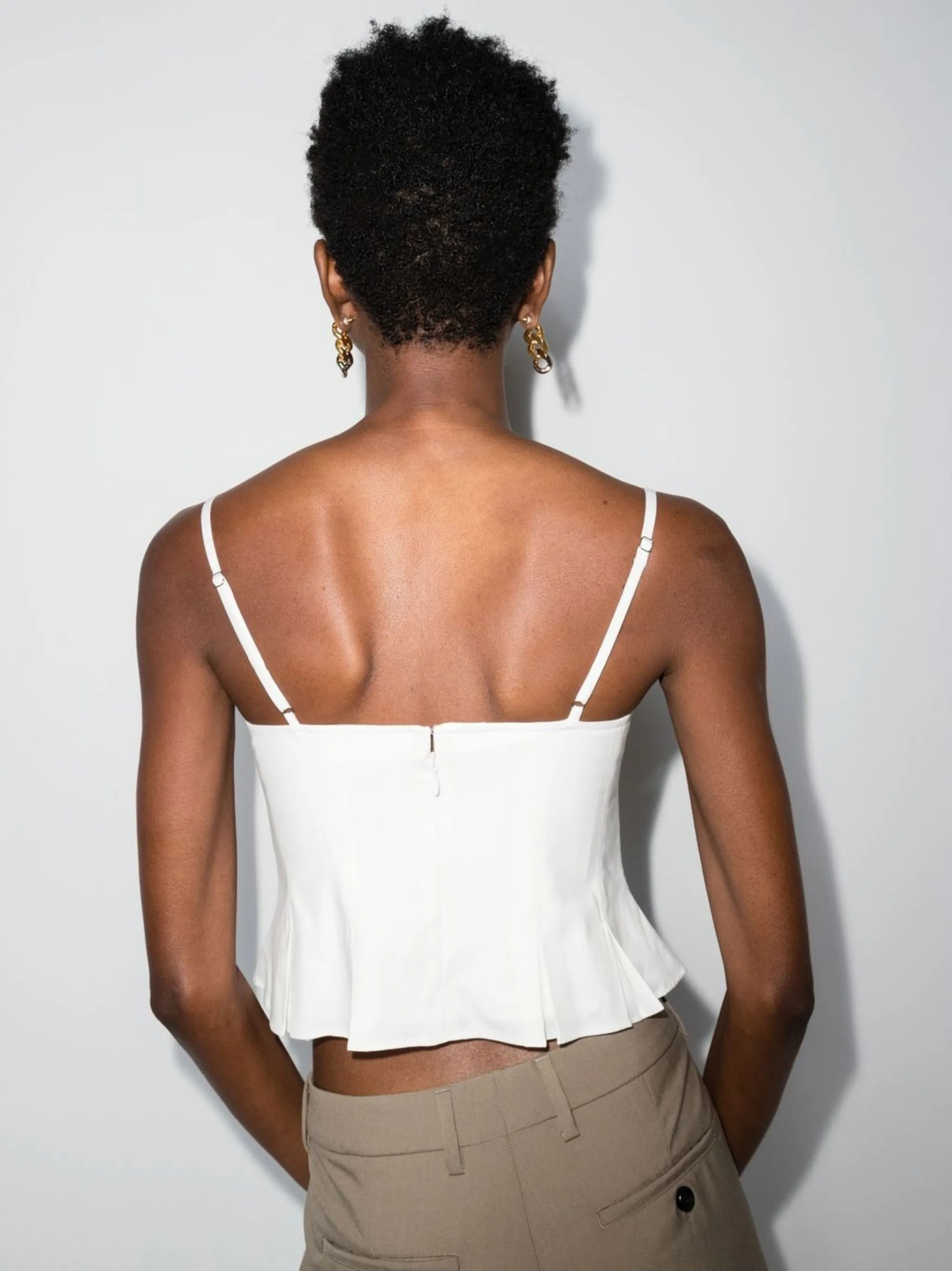Shia pleated square-neck tank top