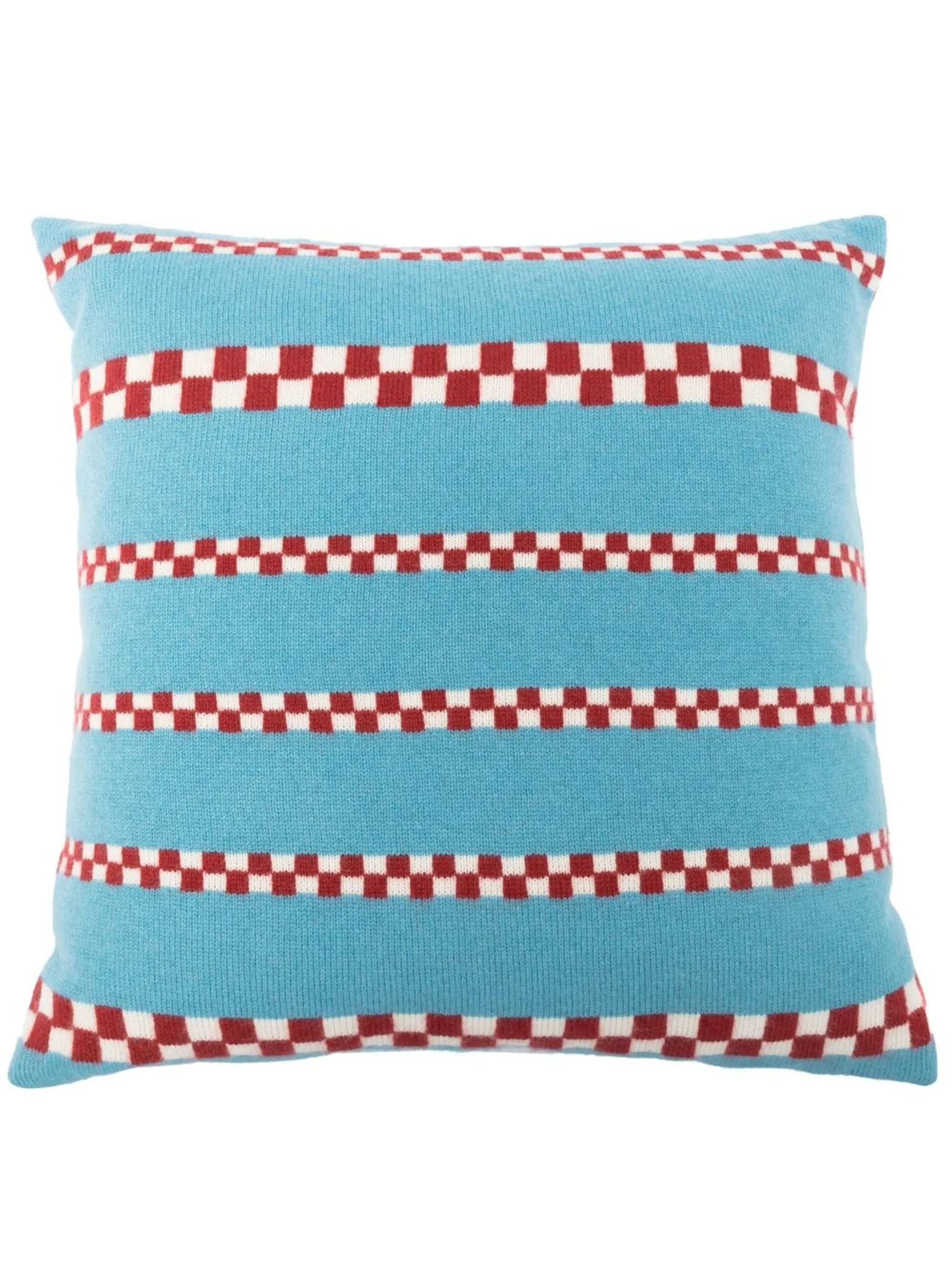 stripe-checked cashmere cushion