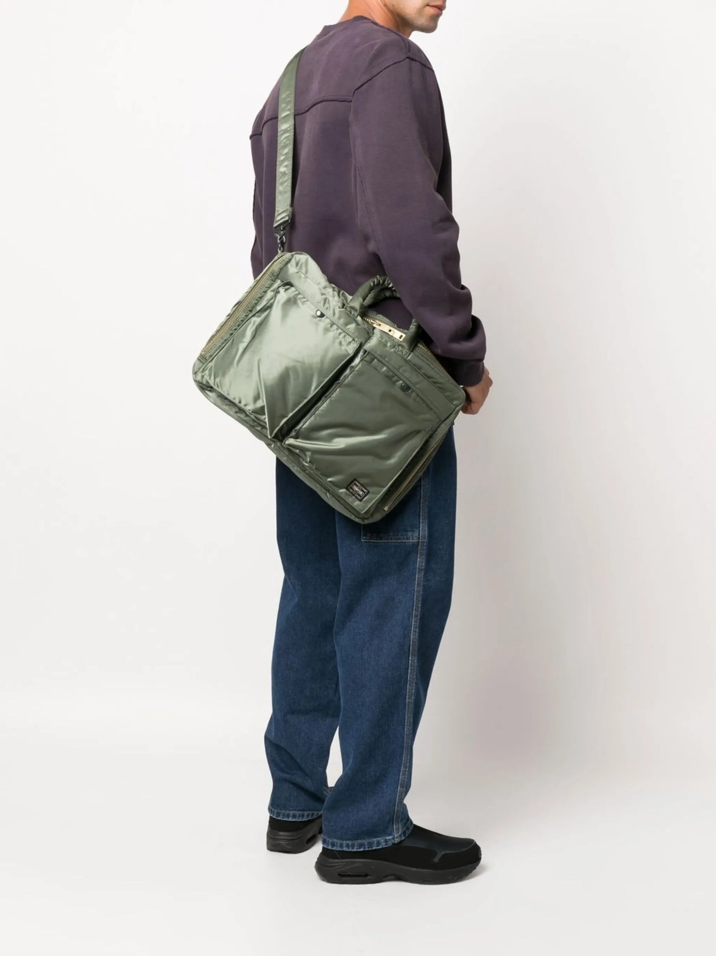 pocket-detailed padded briefcase