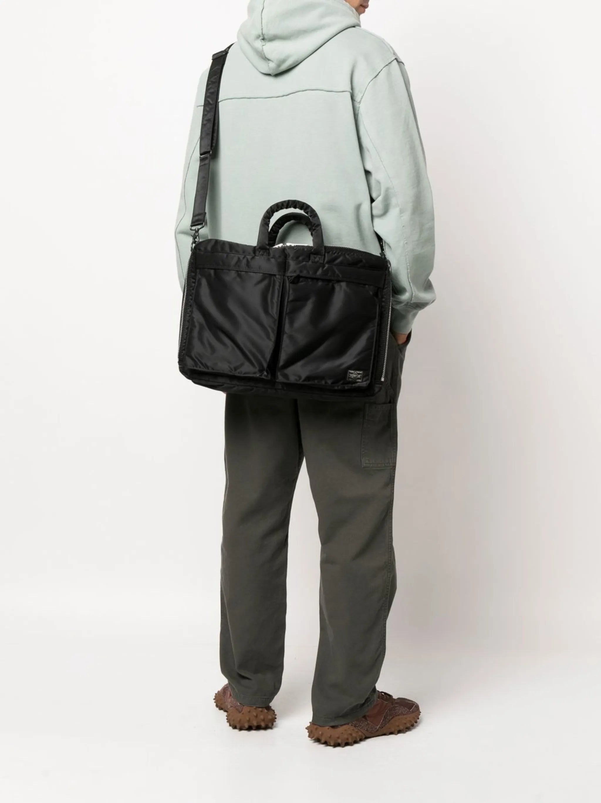 pocket-detailed padded briefcase