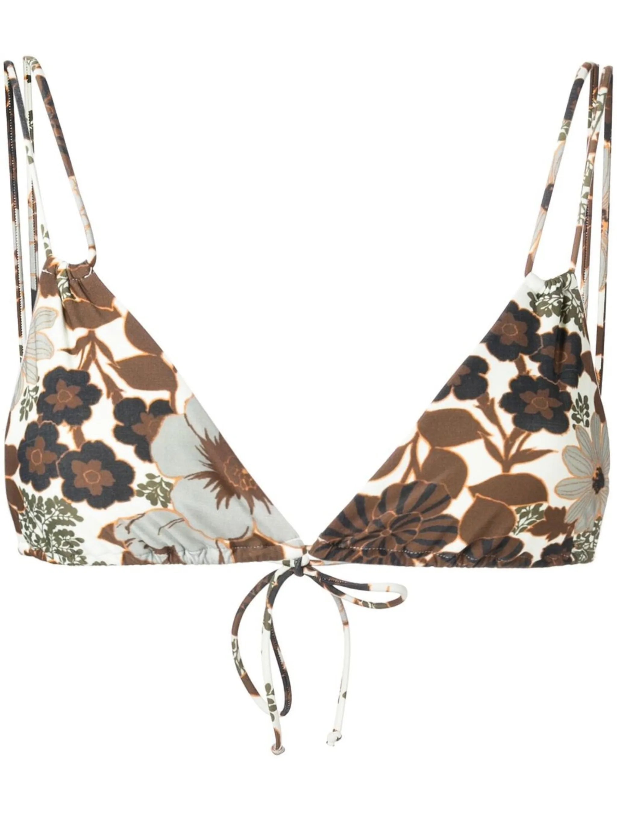 floral-print bikini top
