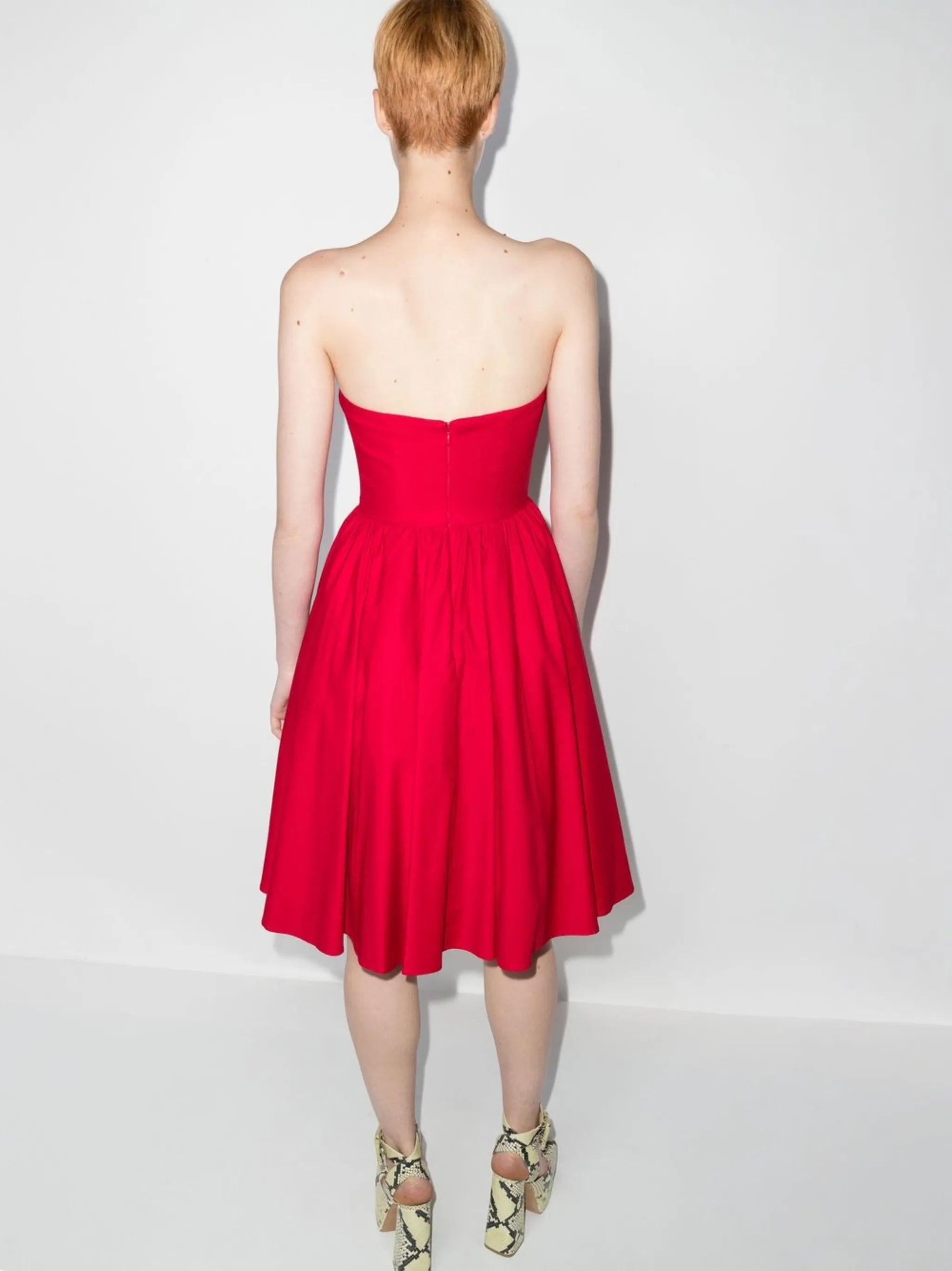 Buttercup strapless flared dress