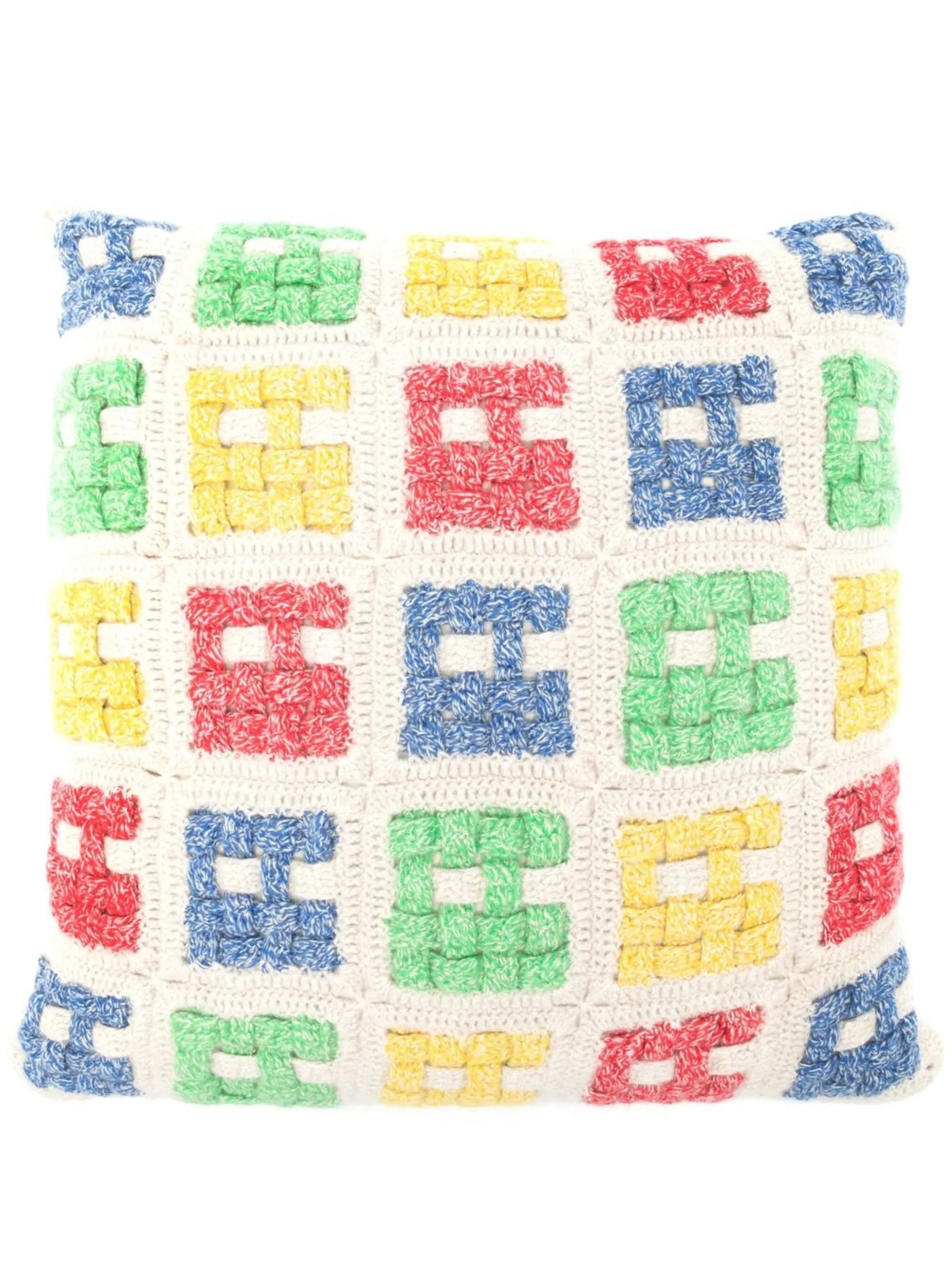 basket-crochet cashmere cushion