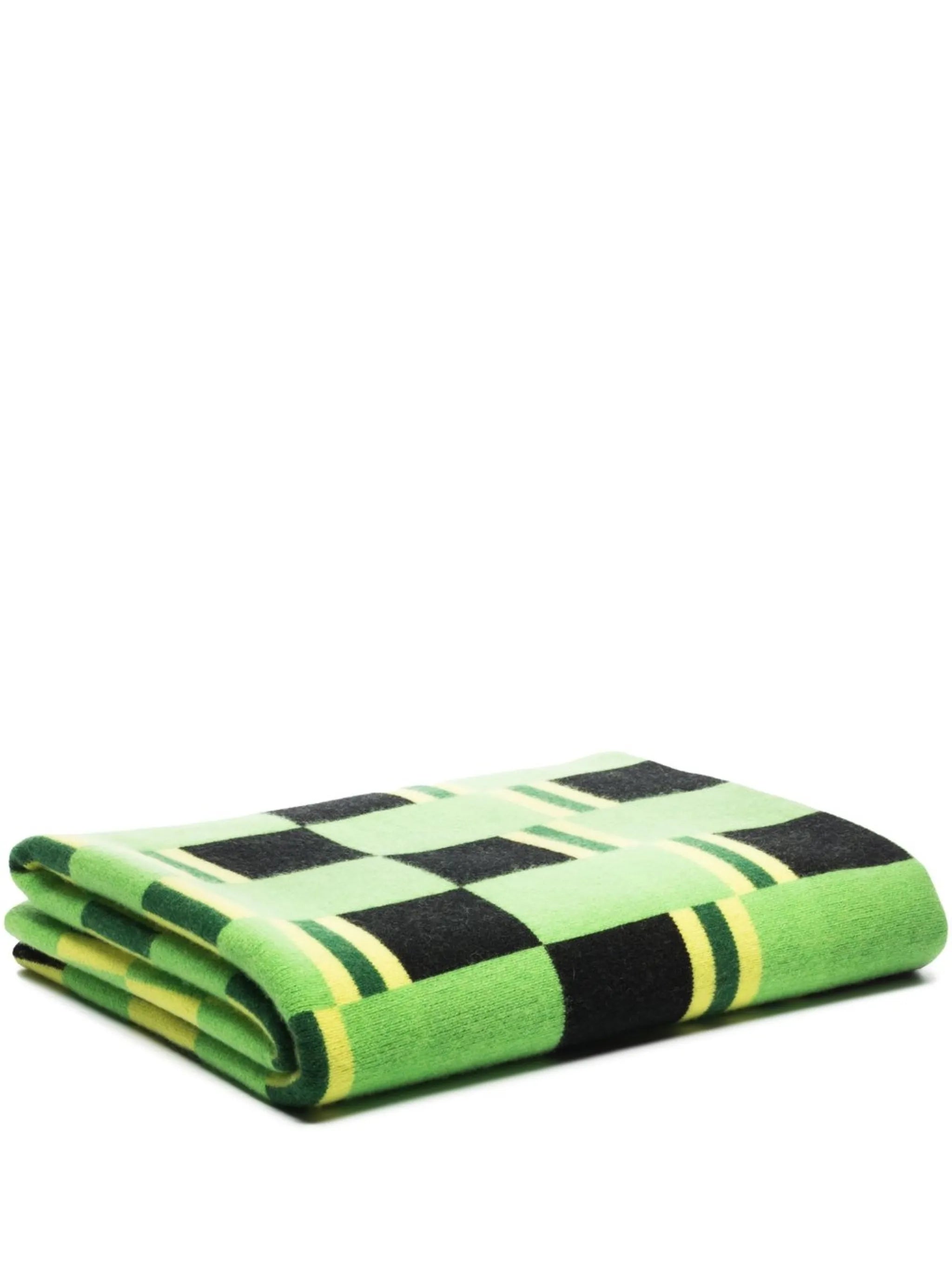 checkerboard-print cashmere blanket