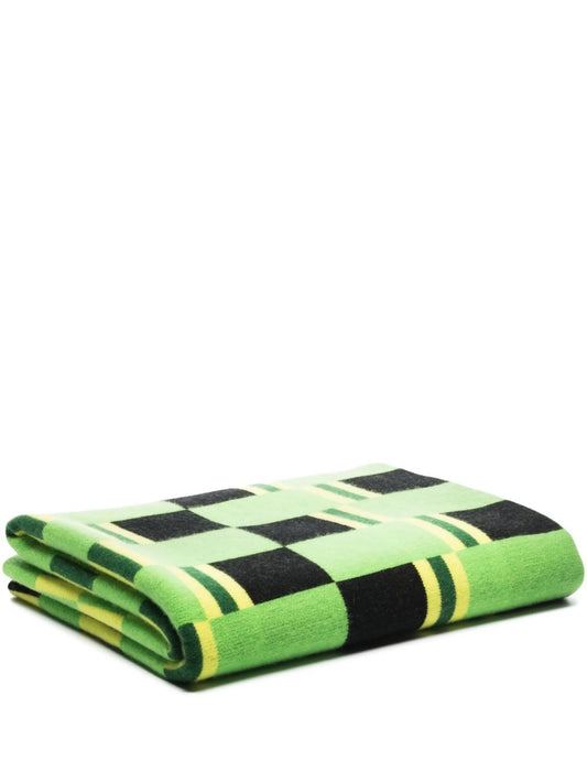 checkerboard-print cashmere blanket